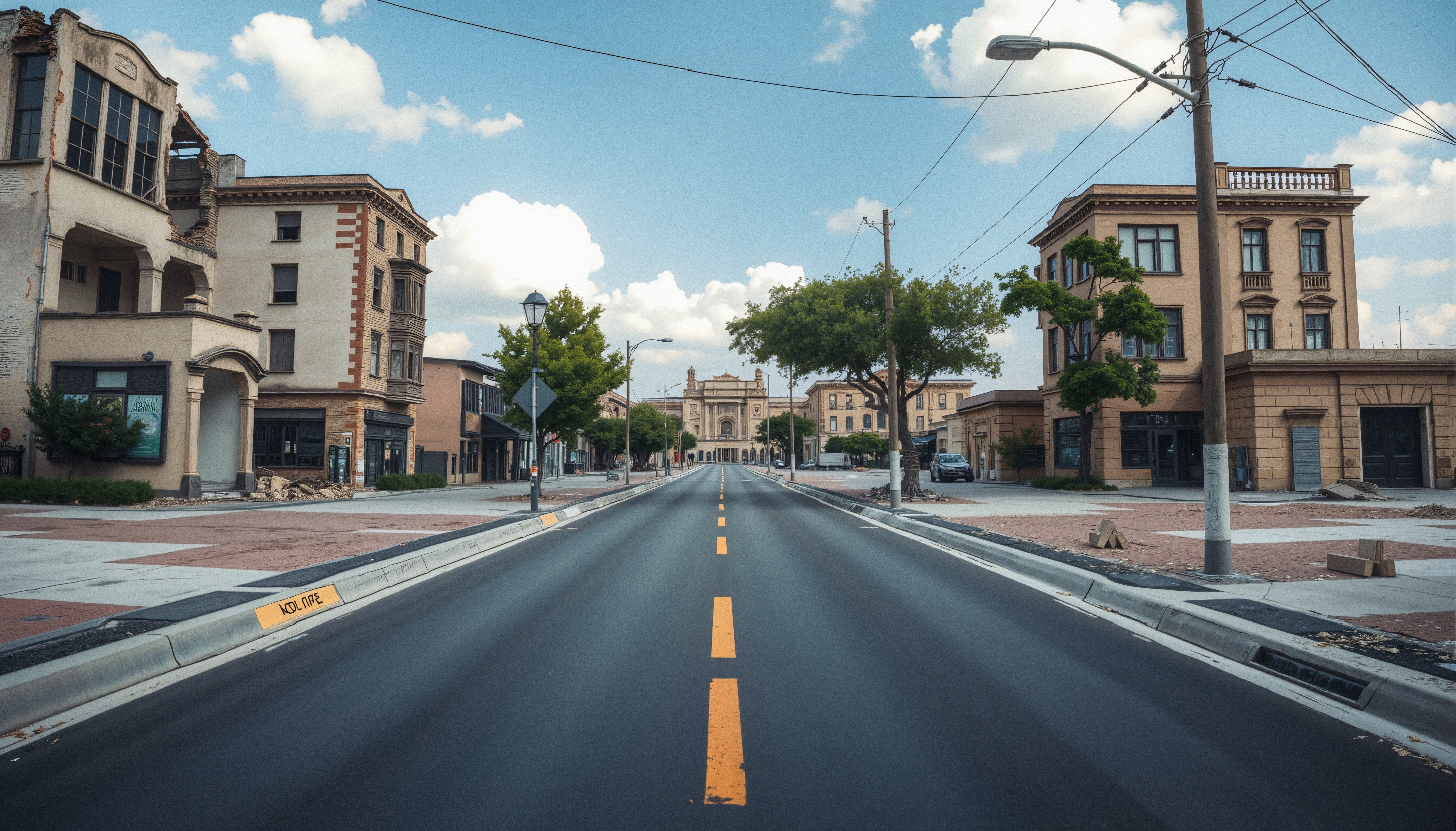 Deserted City Street Scene