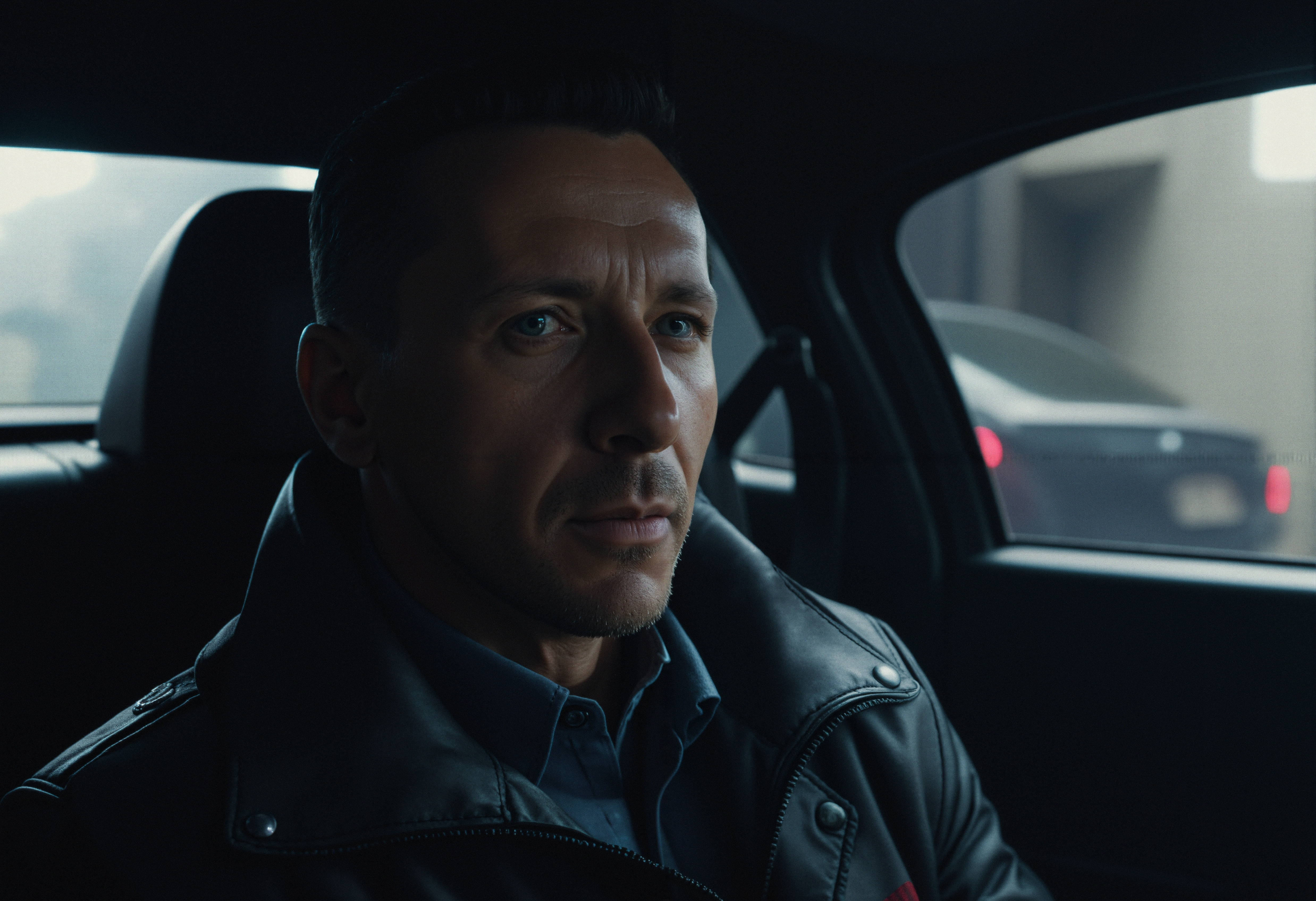 Pensive Moment Inside a Car