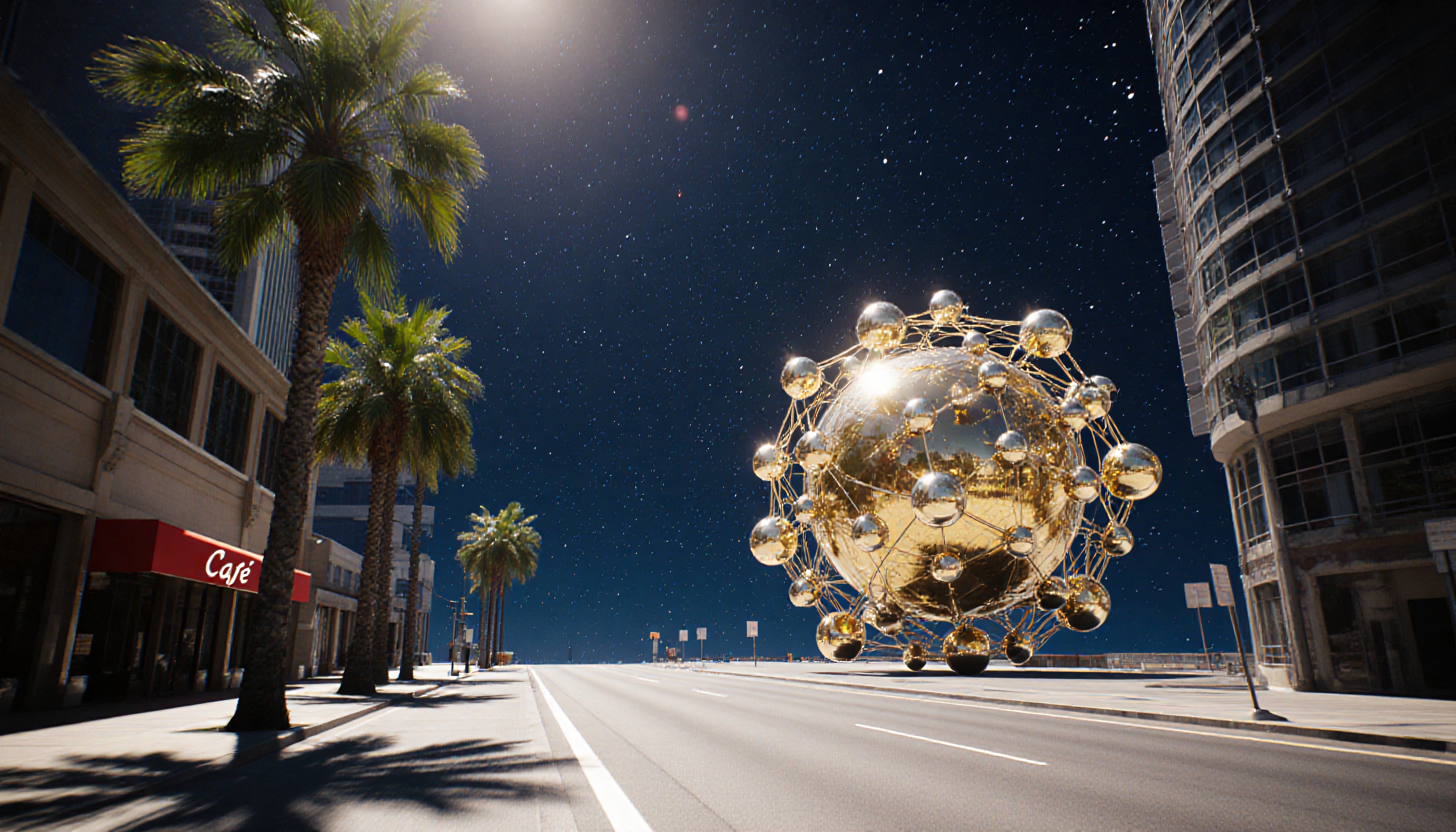 Giant Sphere on Empty Street