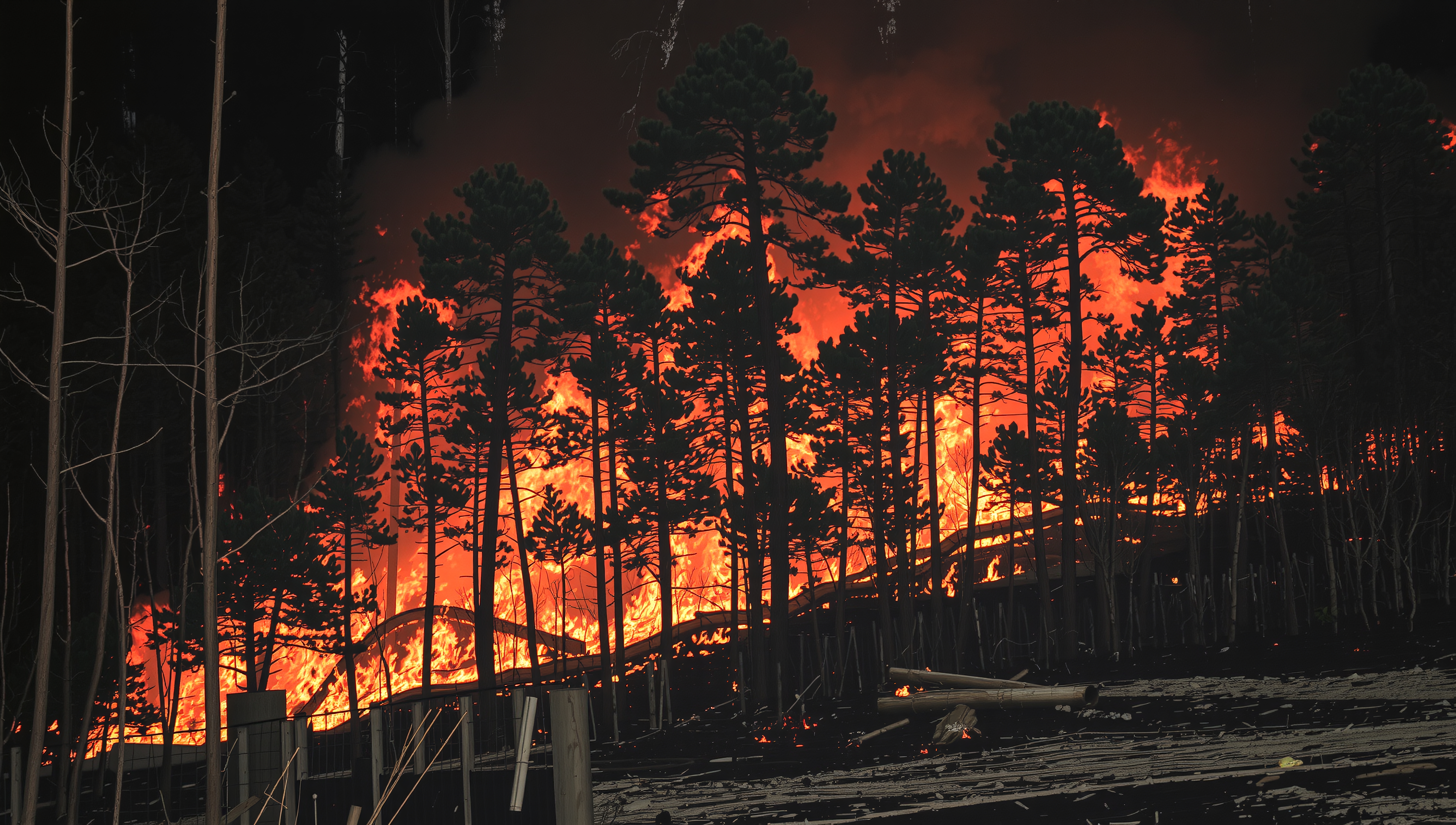 Forest Consumed by Raging Flames