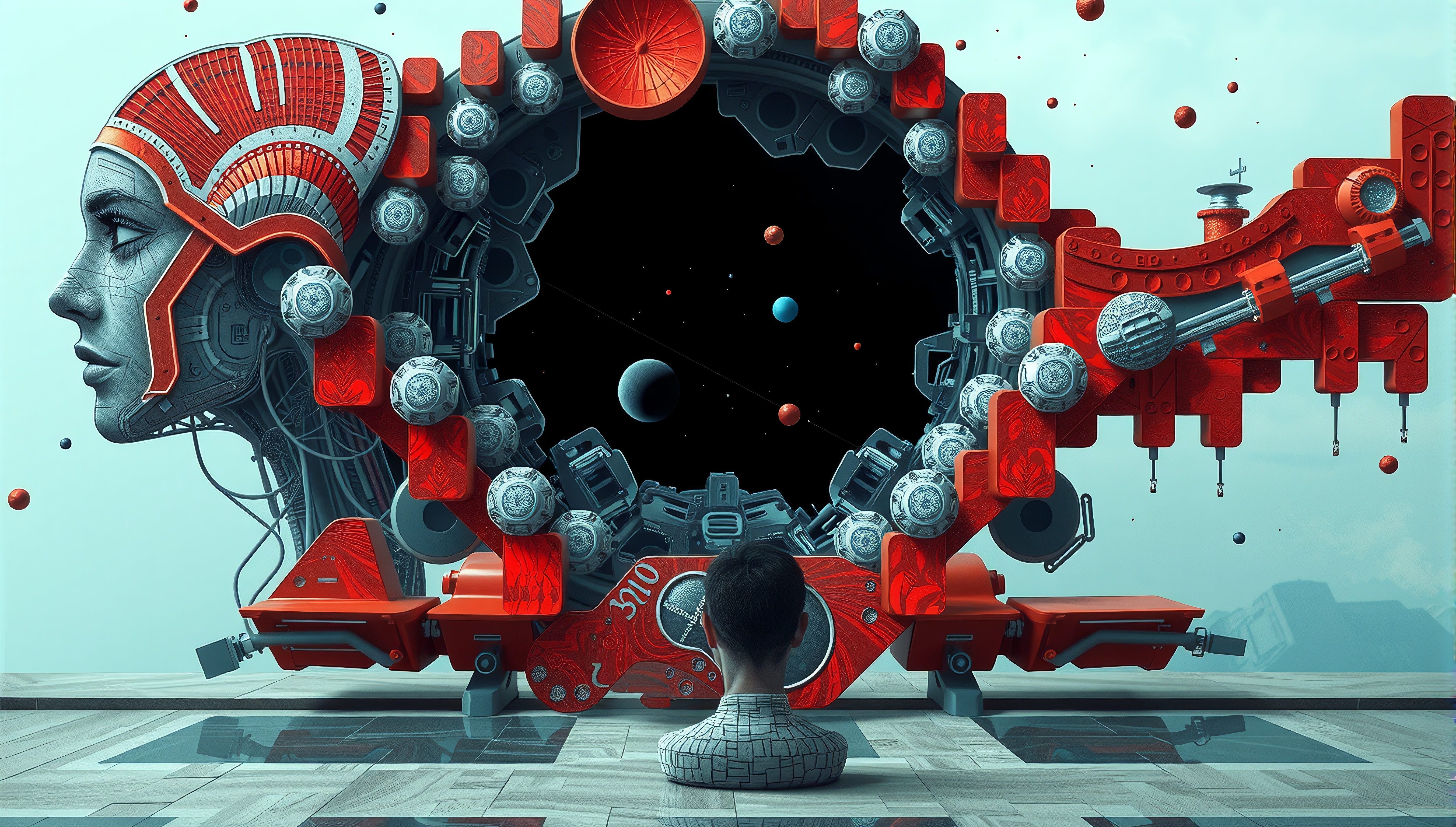 Man Gazes Into Futuristic Cosmos