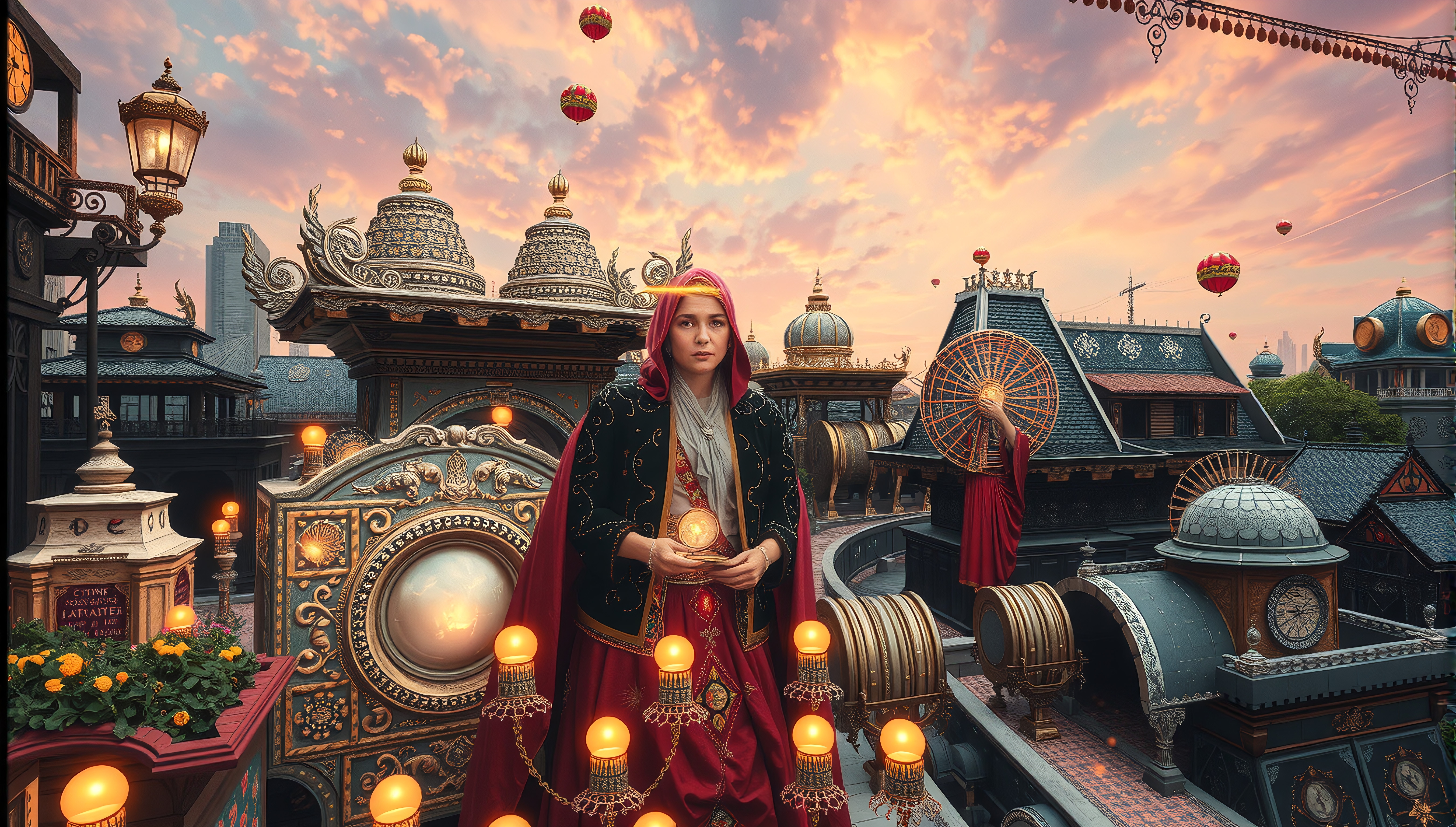 Mystical Steampunk Rooftop Gathering