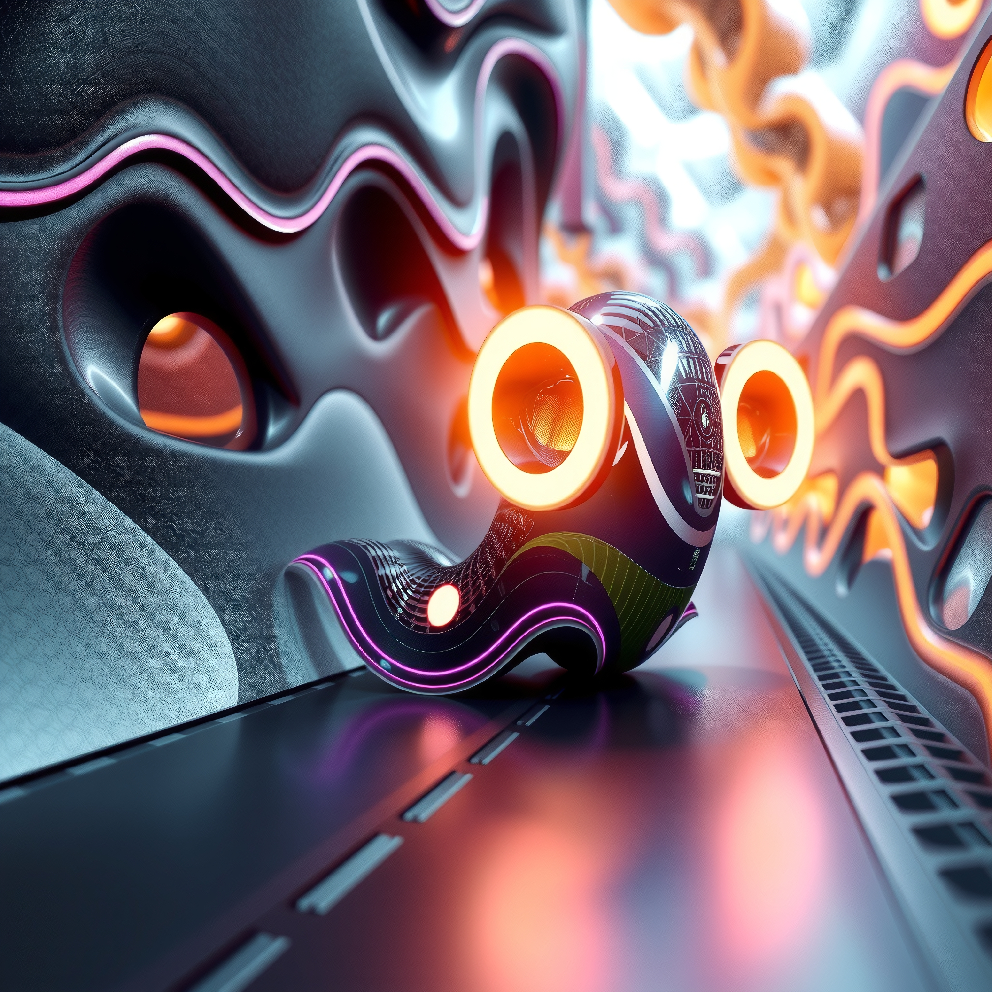 Futuristic technological concept with glowing interfaces and dig