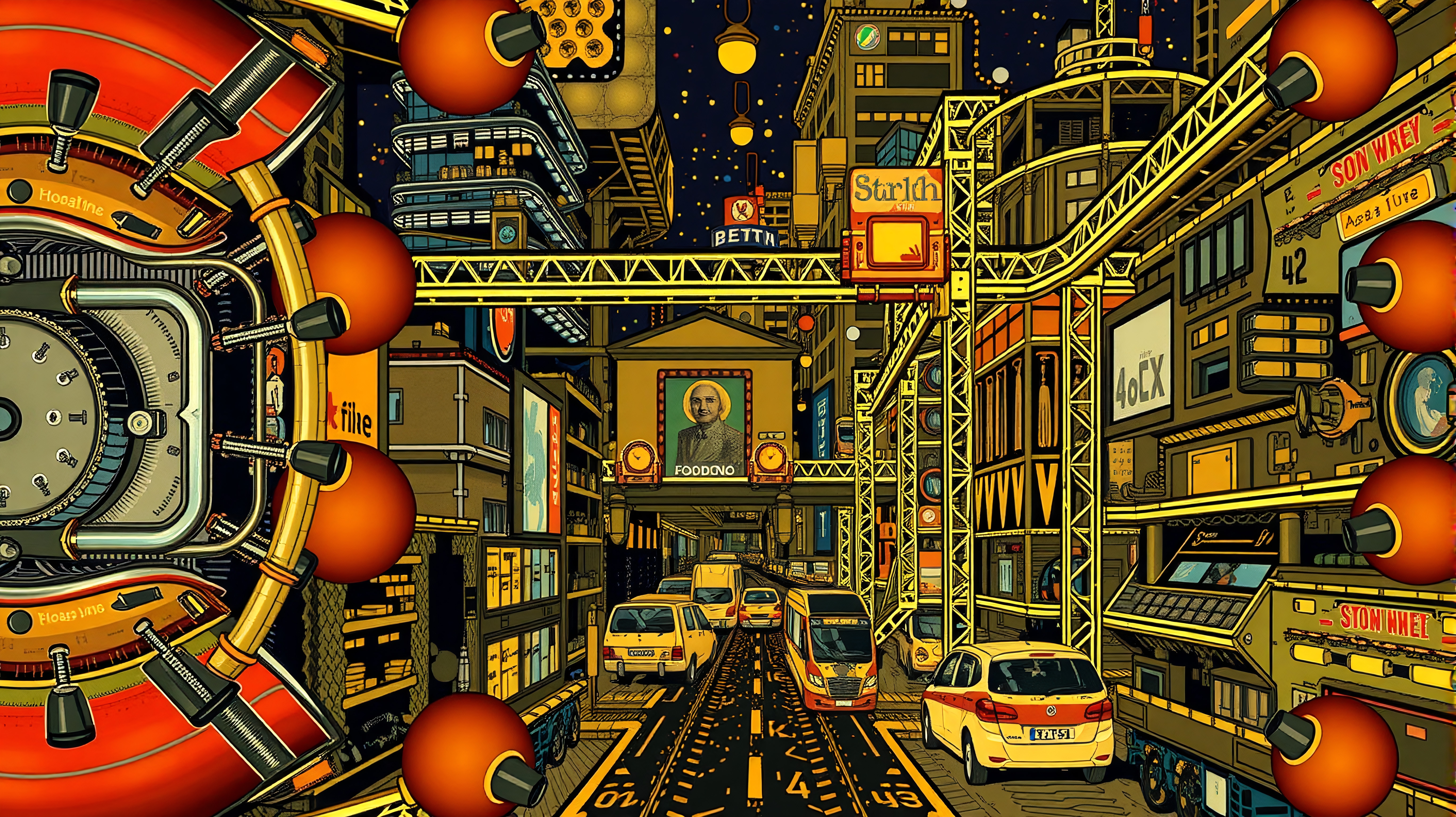 Bustling Futuristic Neon Cityscape