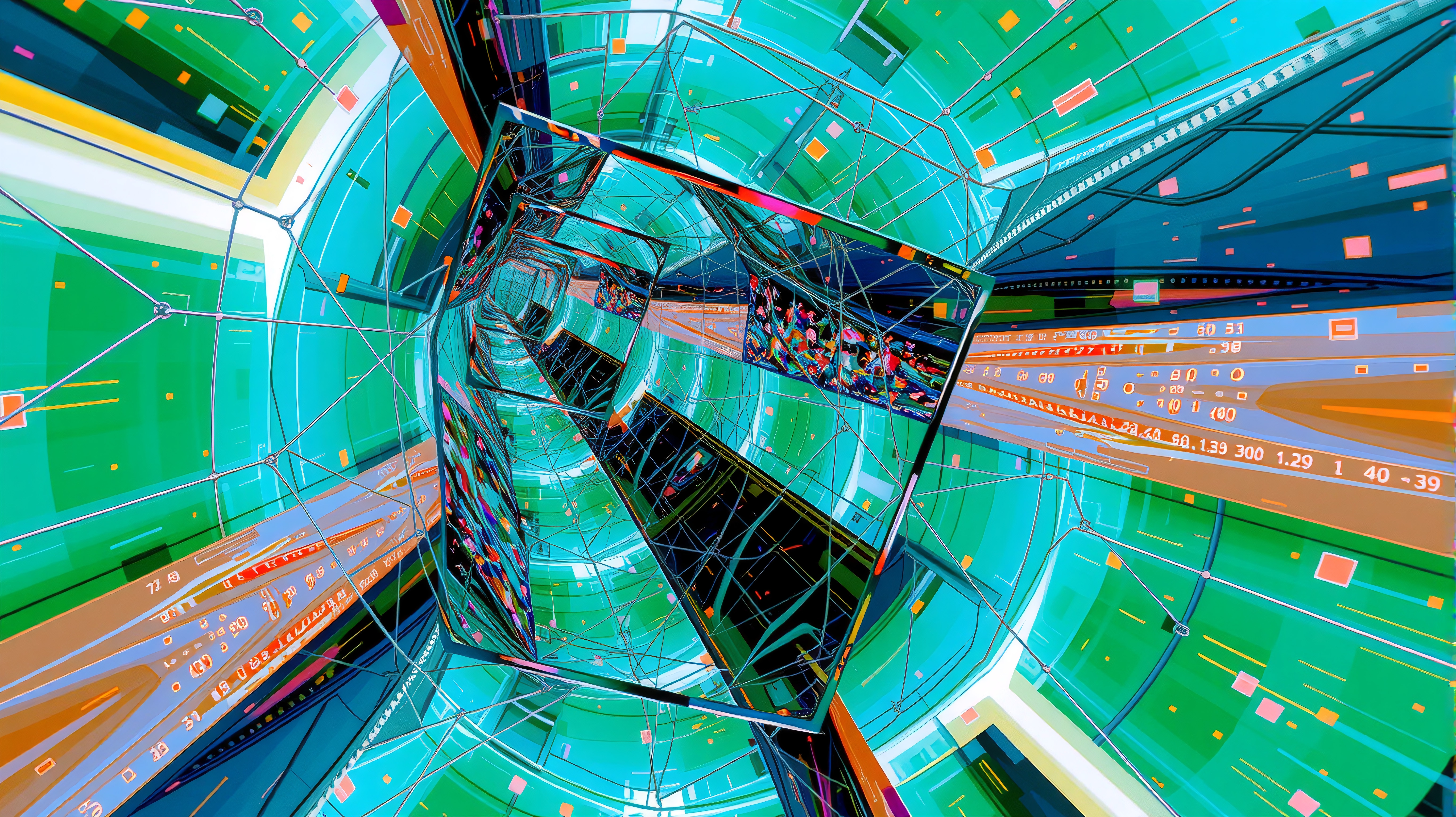 Vibrant digital artwork of an abstract, futuristic tunnel.