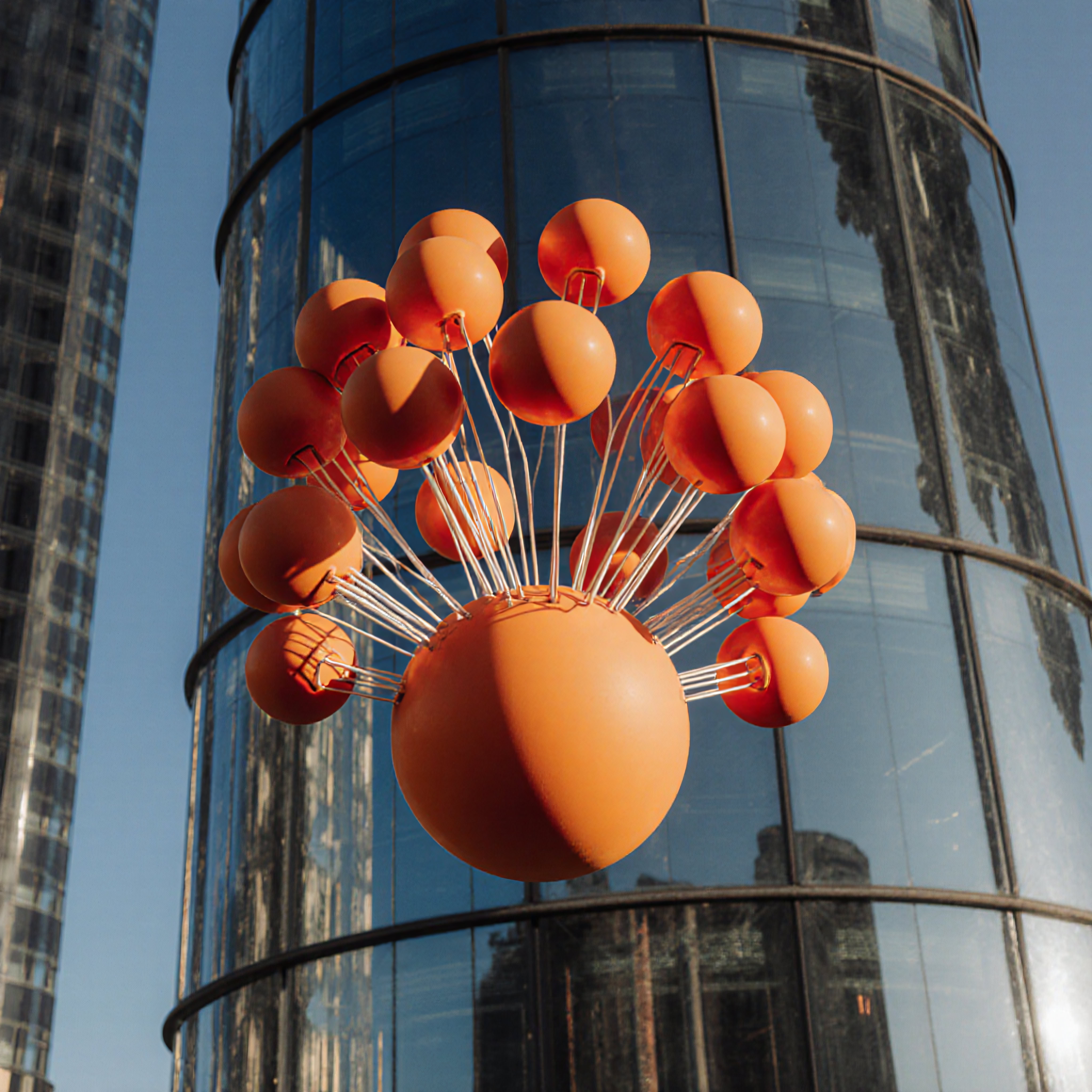 Orange Sculpture in Urban Setting