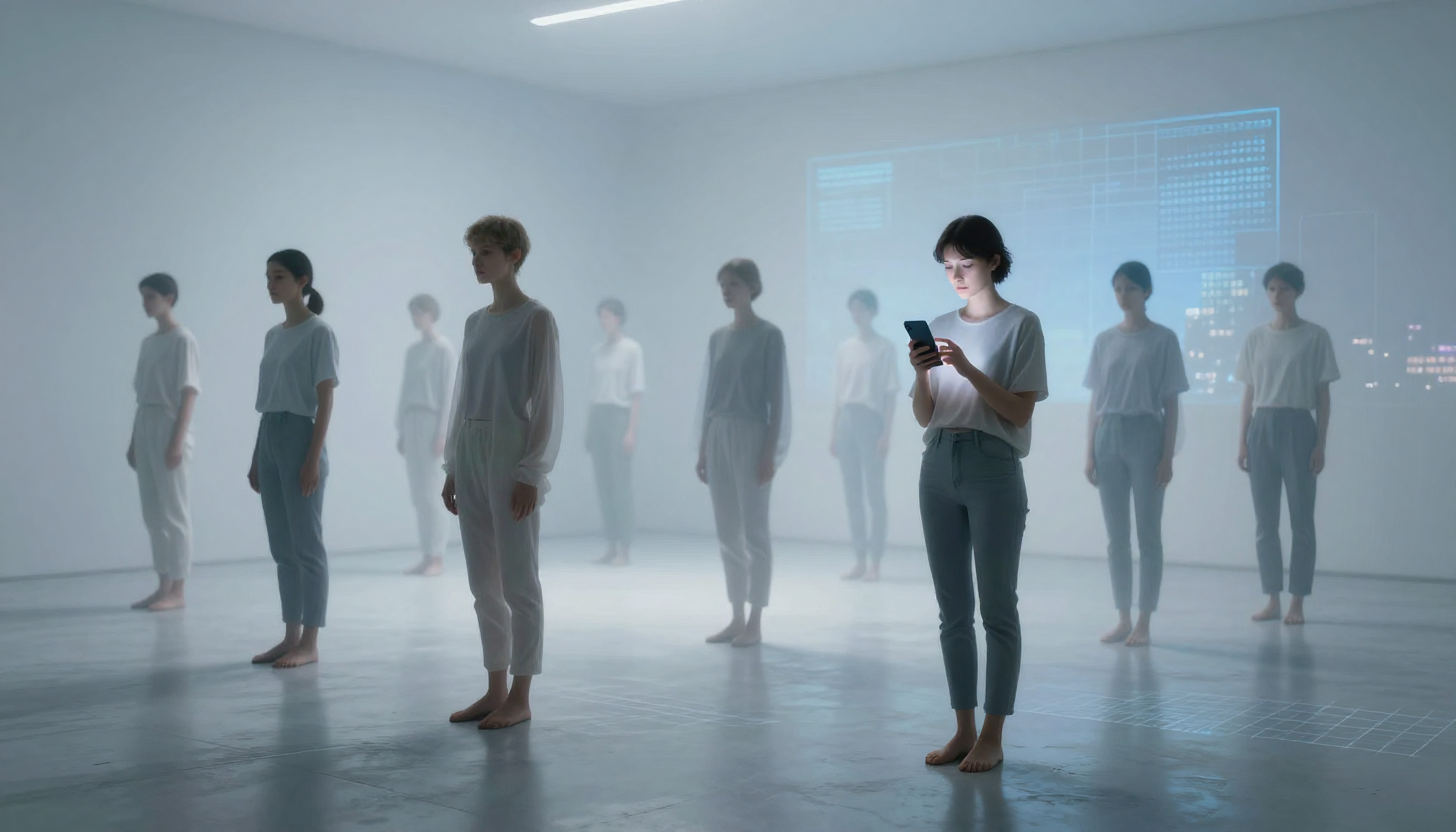 Futuristic Clones in Hazy Room