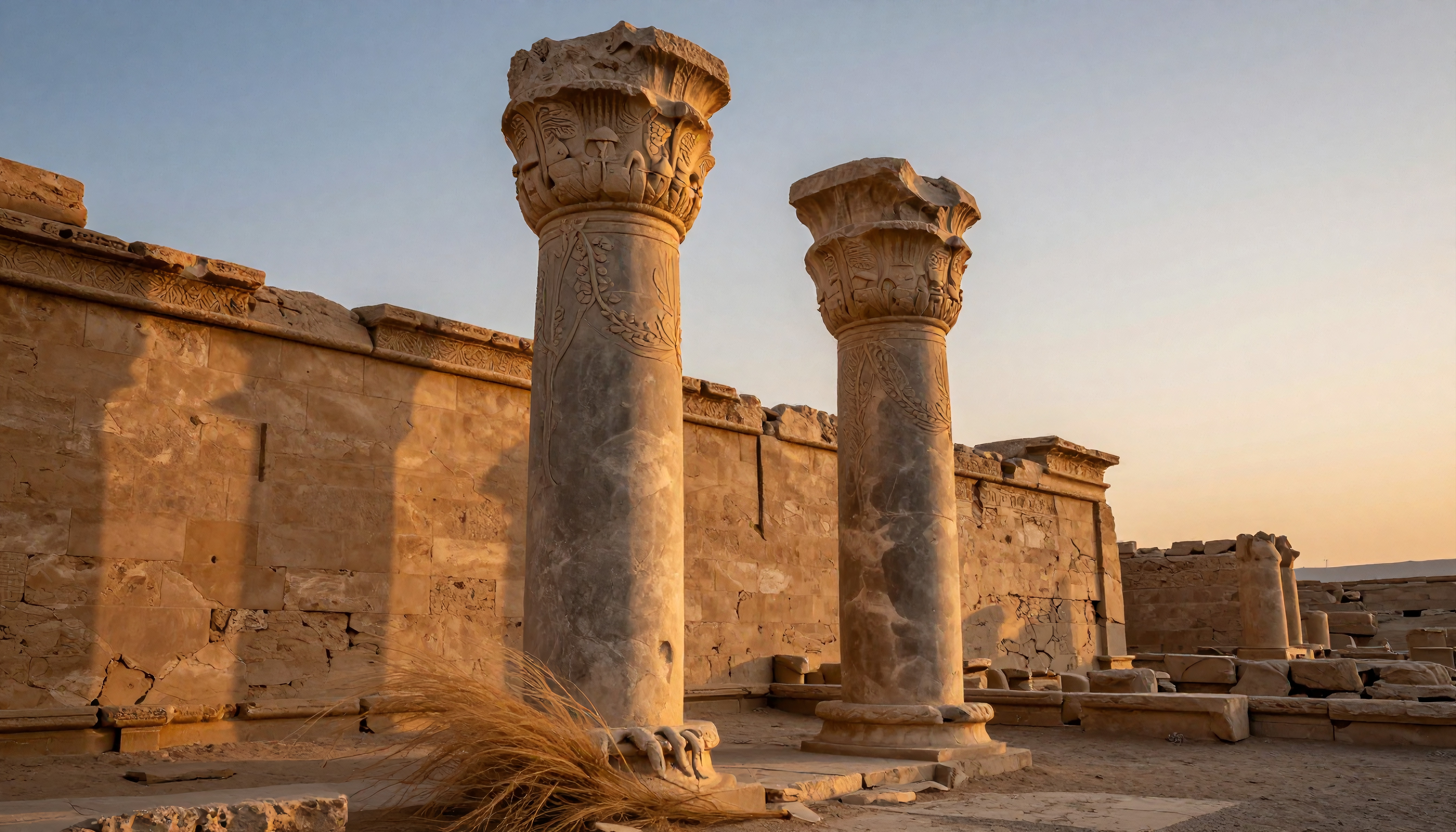 Ancient Ruins under Golden Sunset