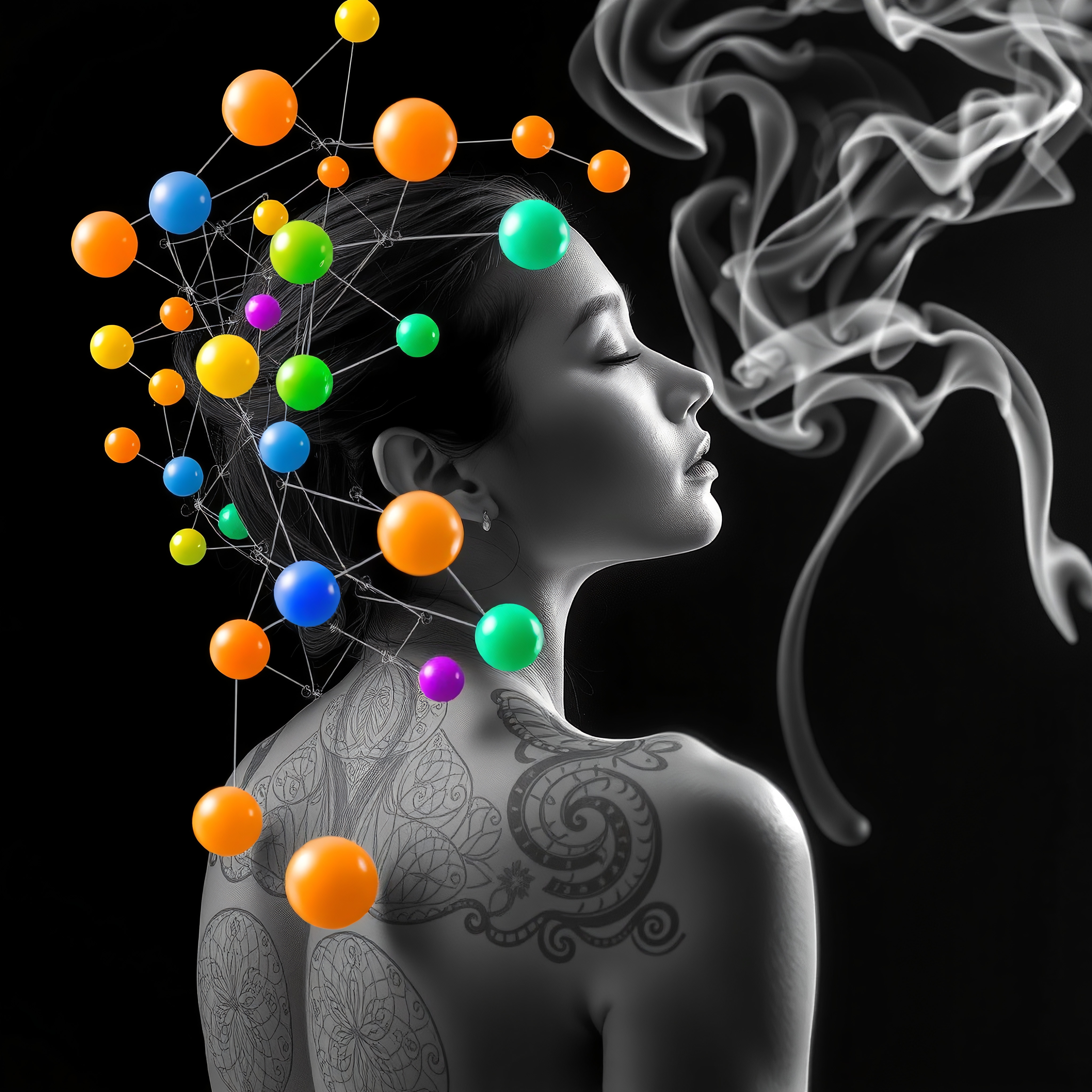 Colorful Mindful Contemplation Portrait