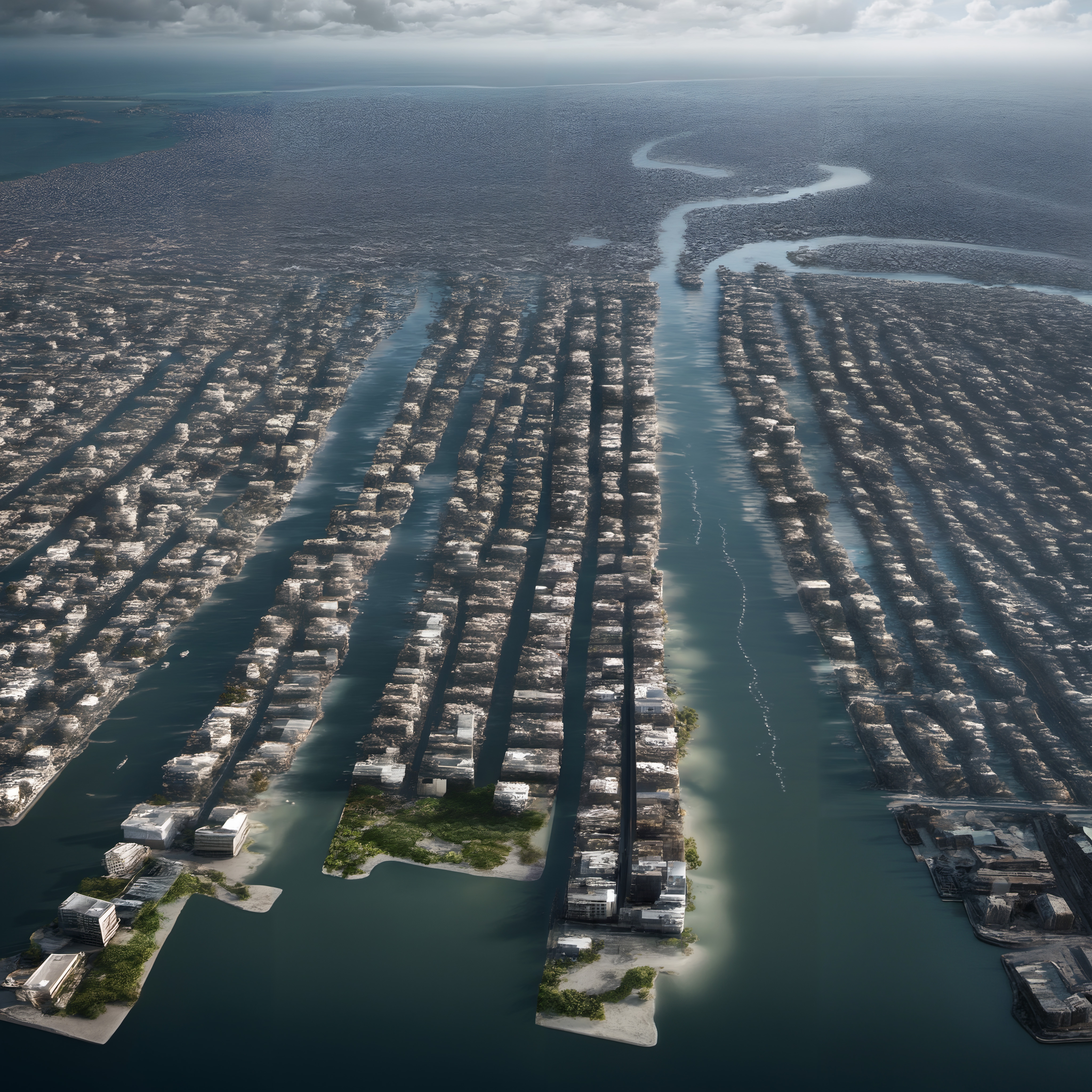 Futuristic Urban Islands Landscape