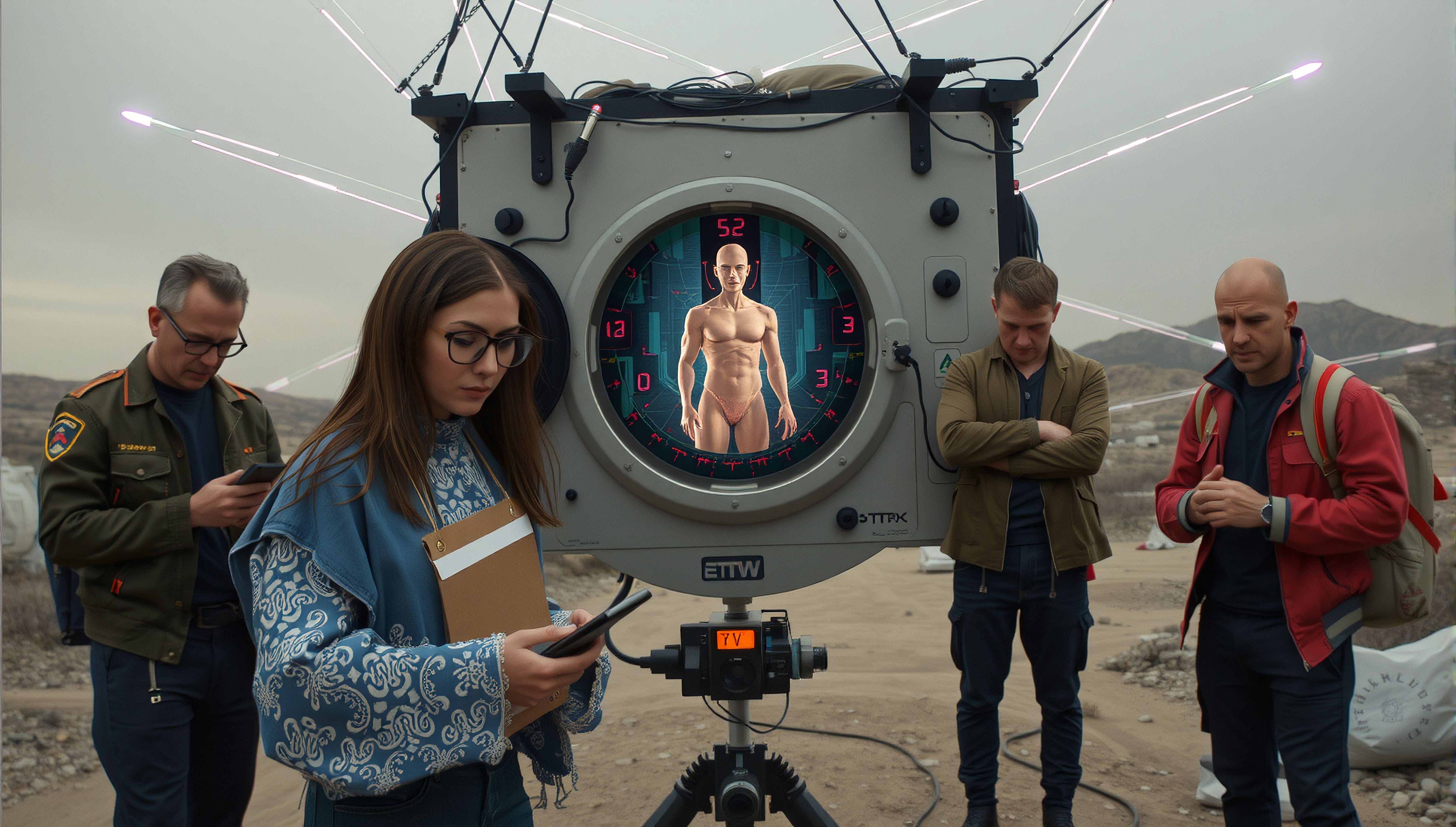 Scientific Team Observing Advanced Medical Research Device in De