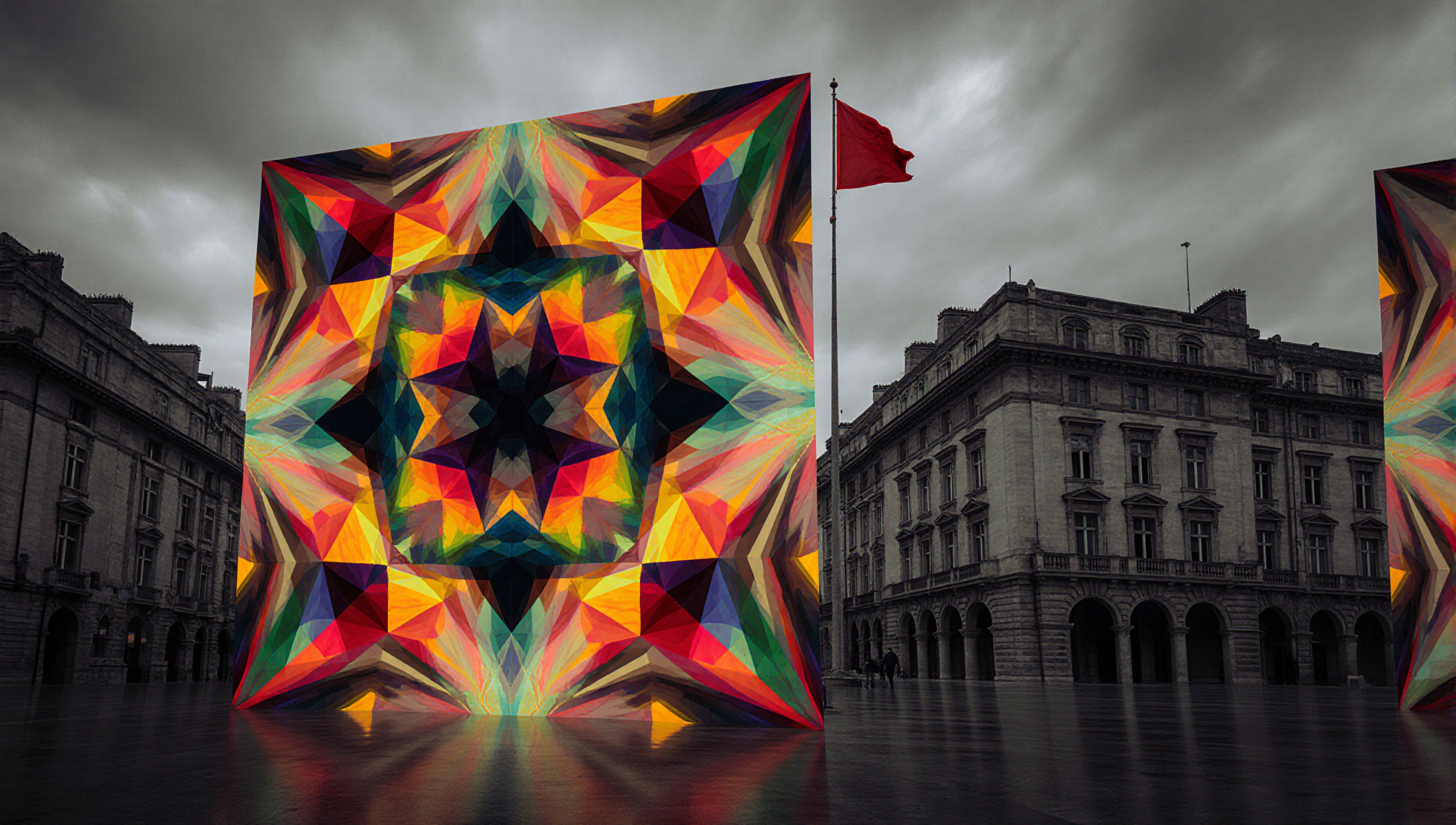 Bright Kaleidoscope in City Square