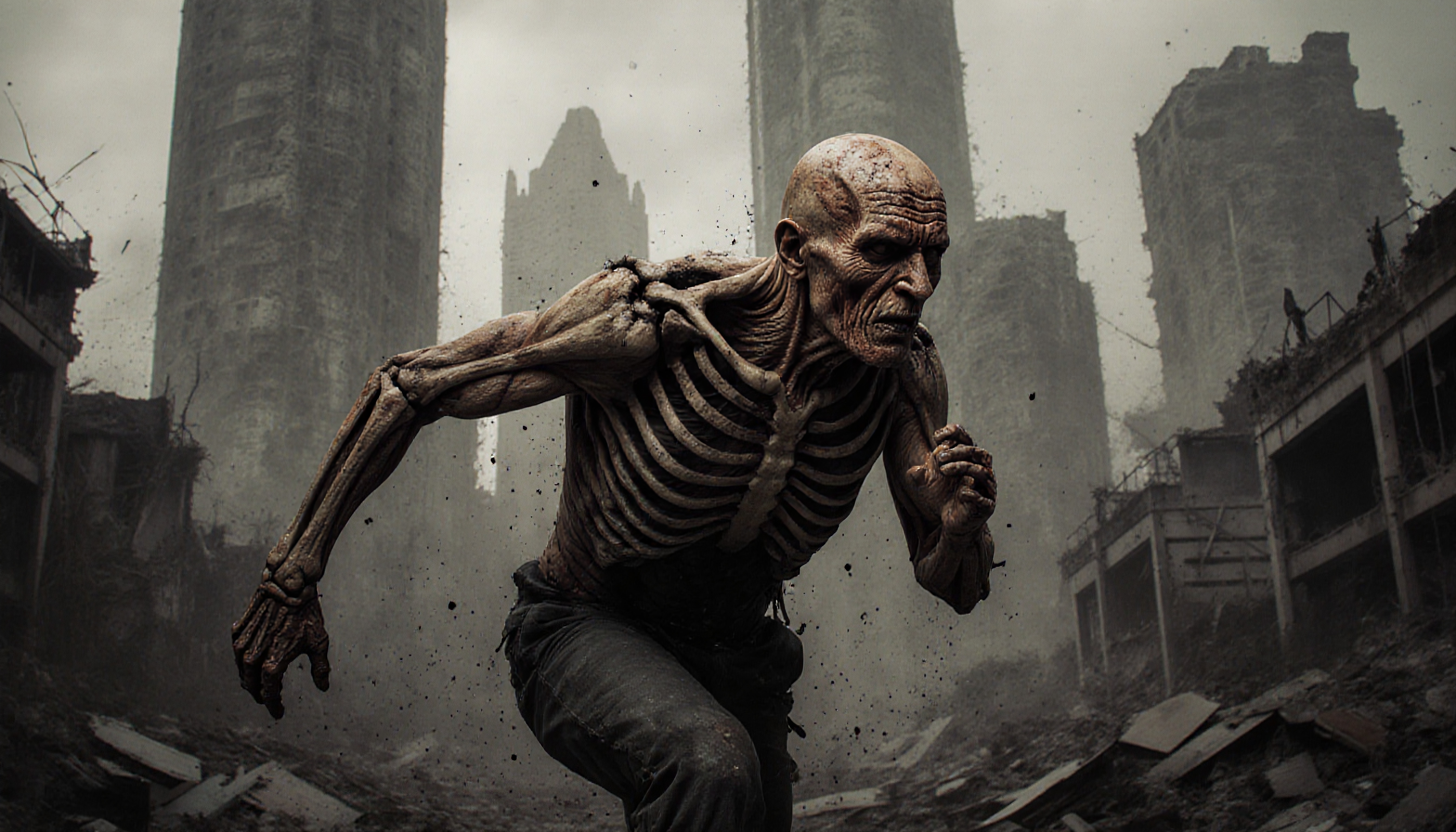 Skeletal Runner in Desolate Wasteland