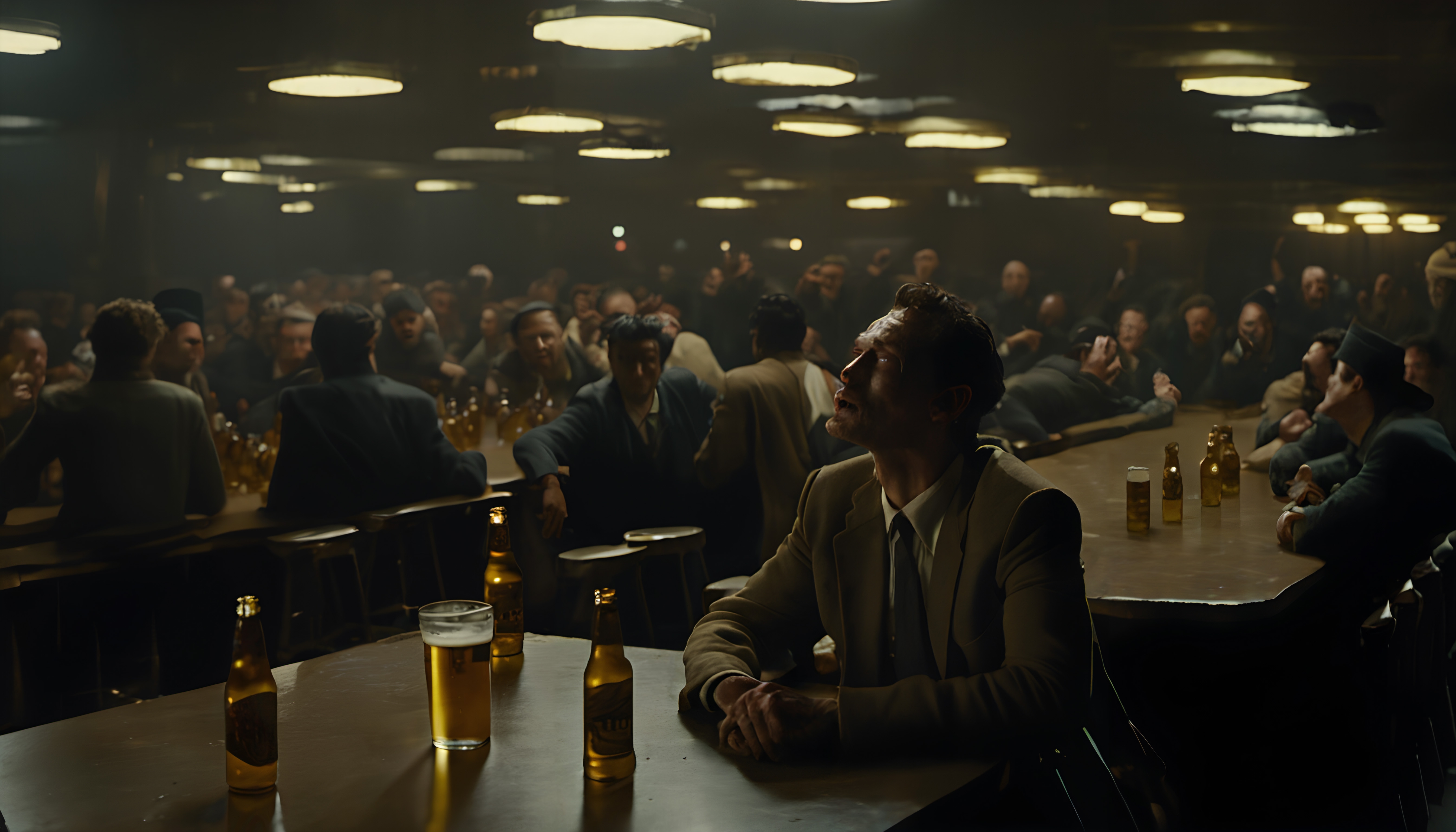A busy, vintage bar with patrons.
