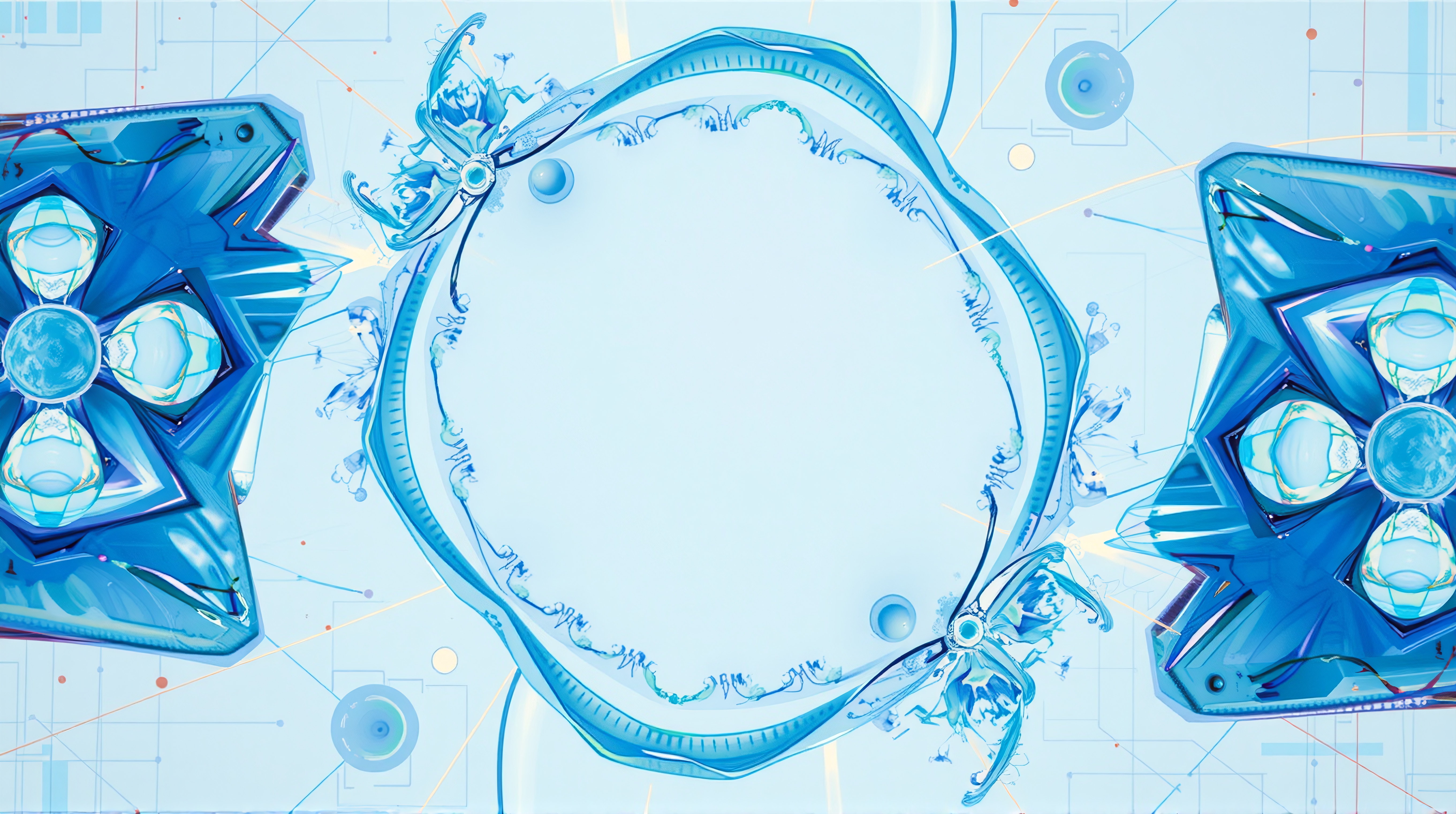 Futuristic Blue Tech Design with Circular Interface and Gem-Enca