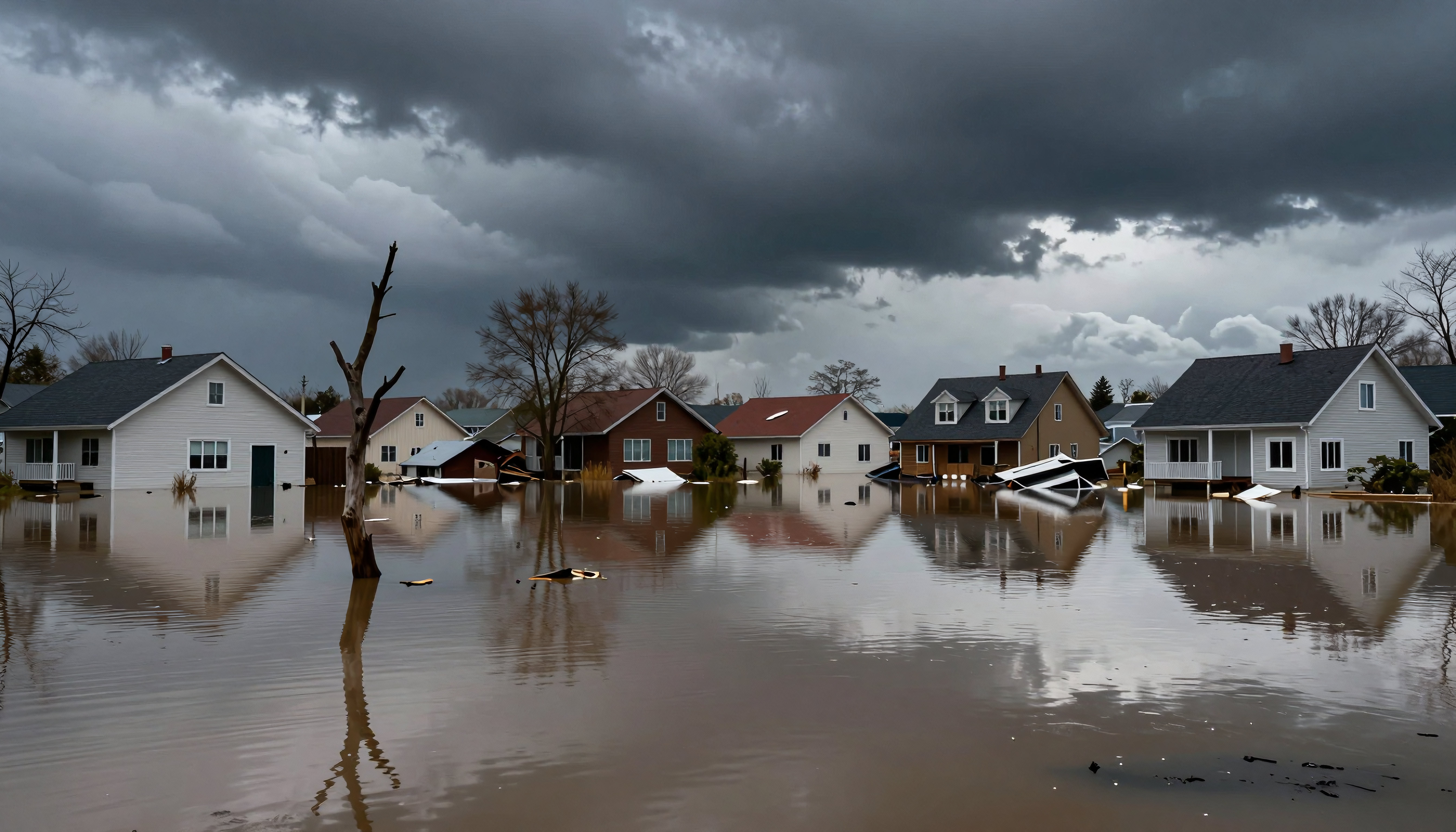 Homes flooded after devastating storm disaster