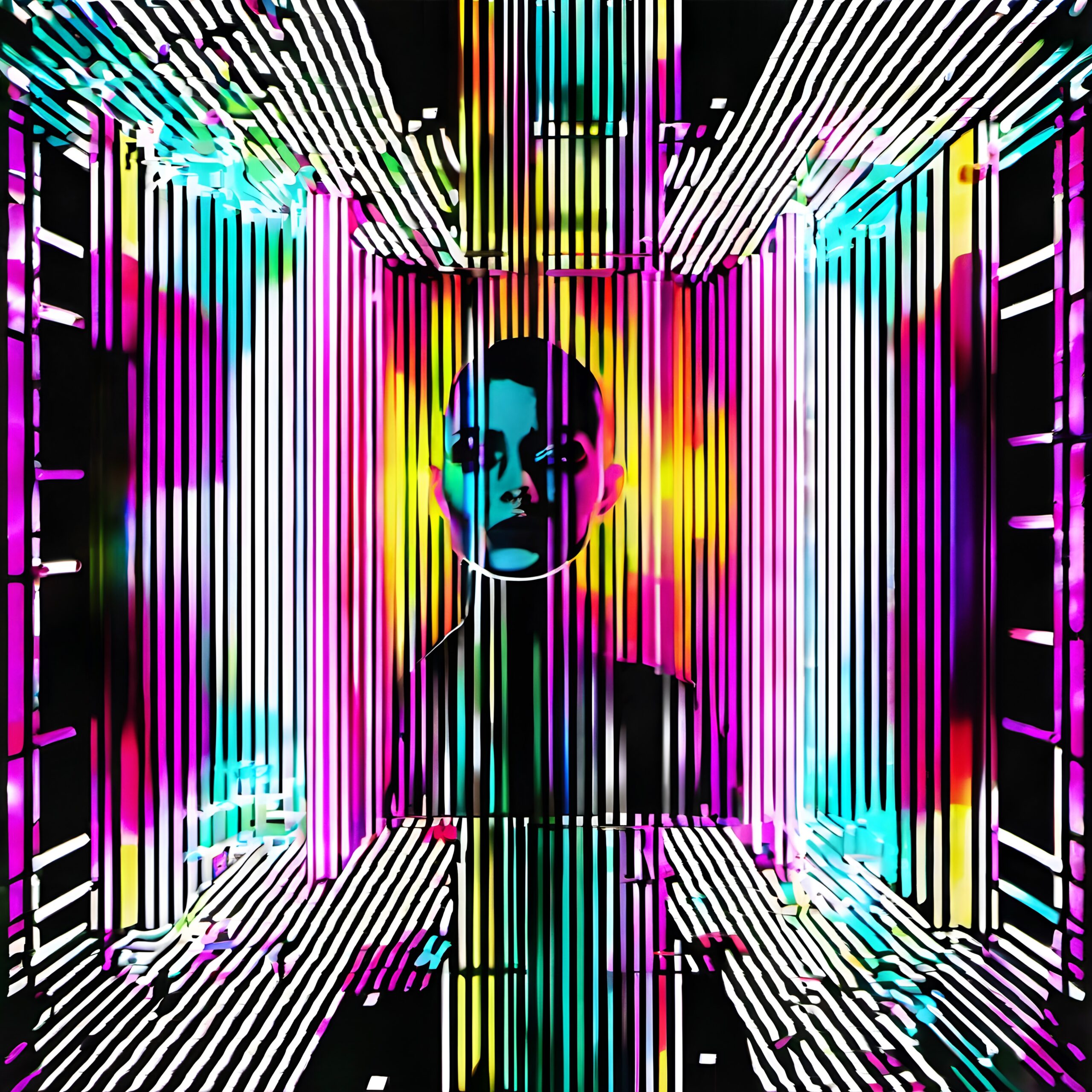 Vibrant Lights and Mysterious Figure