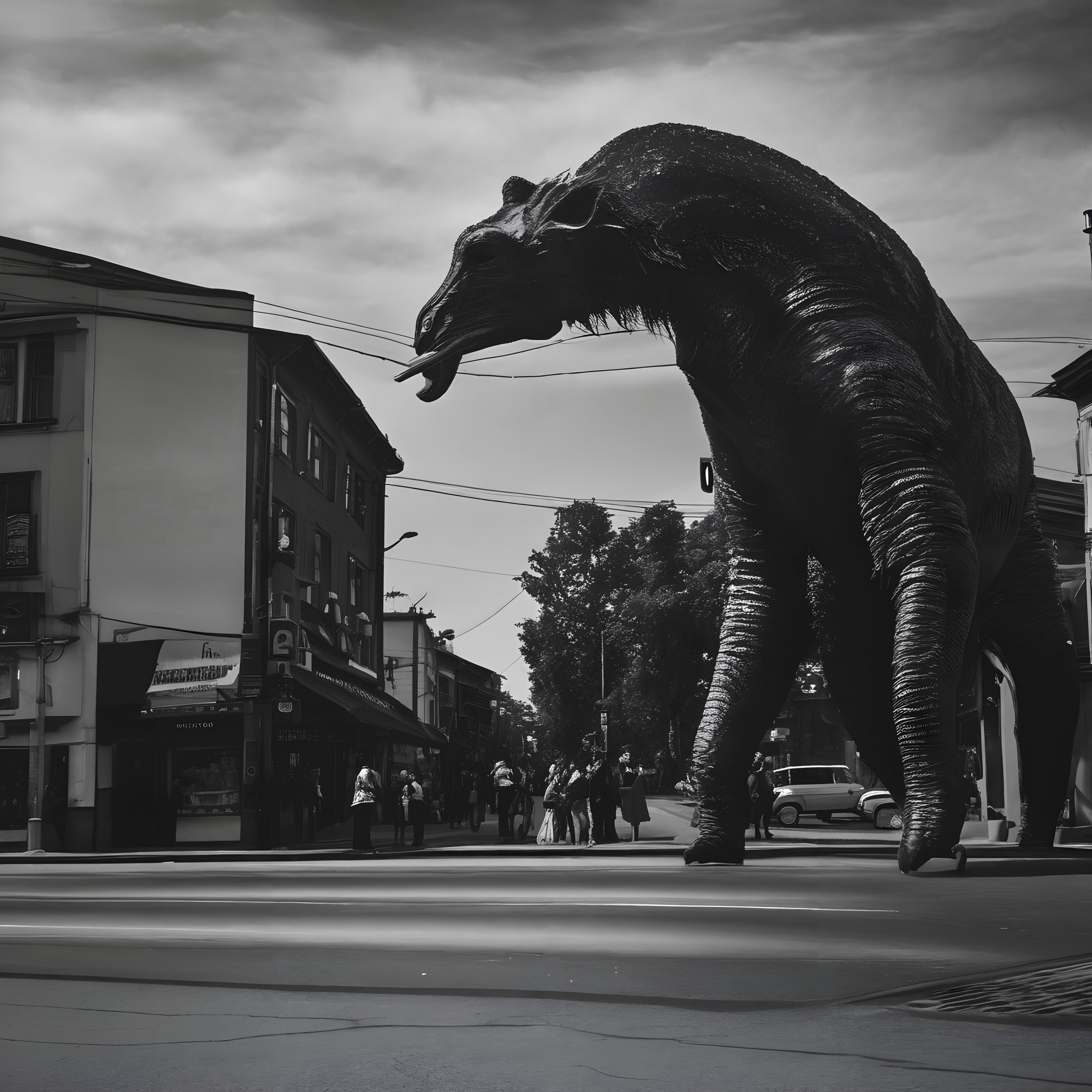 Fantastical Creature In Urban Street