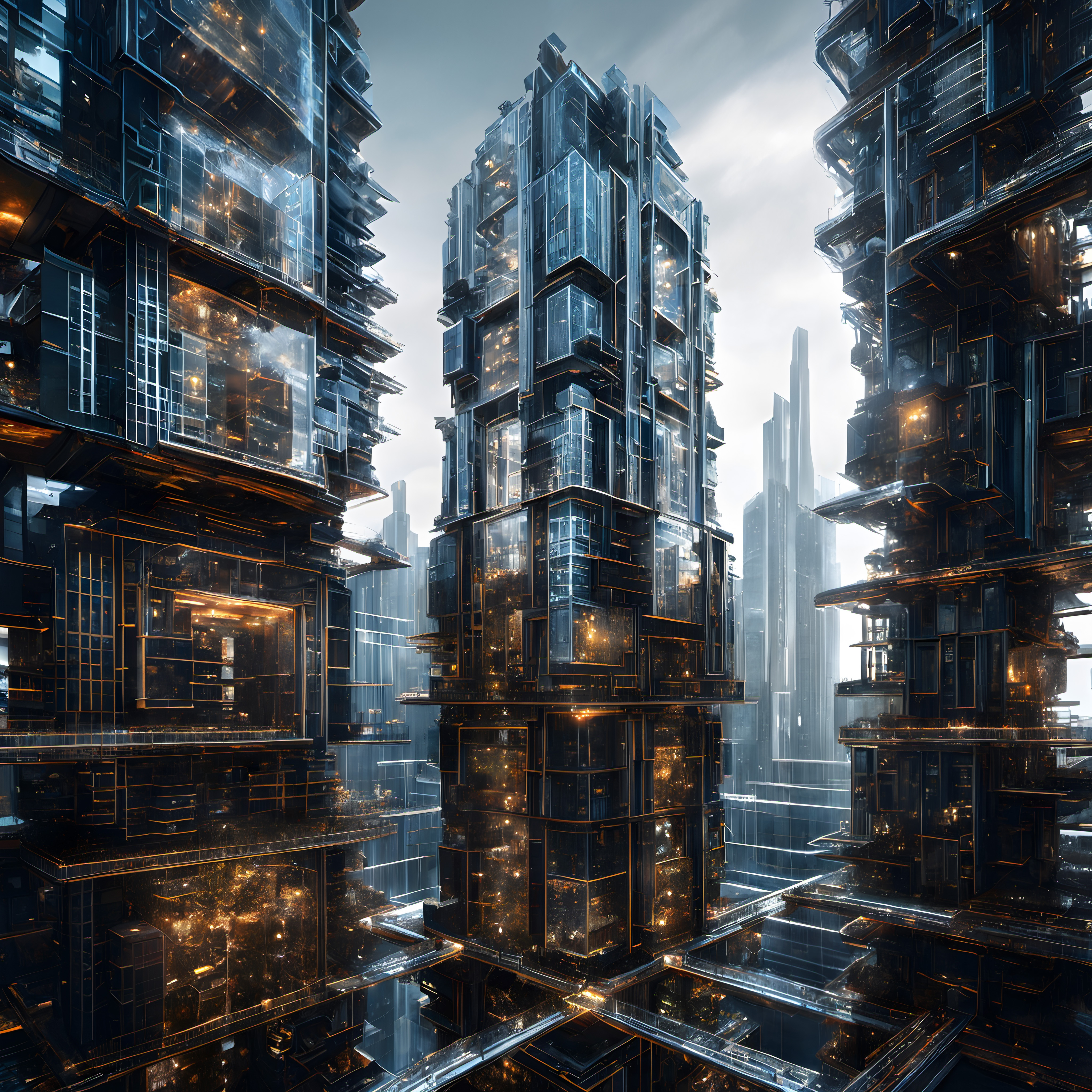Futuristic Urban Glass Cityscape