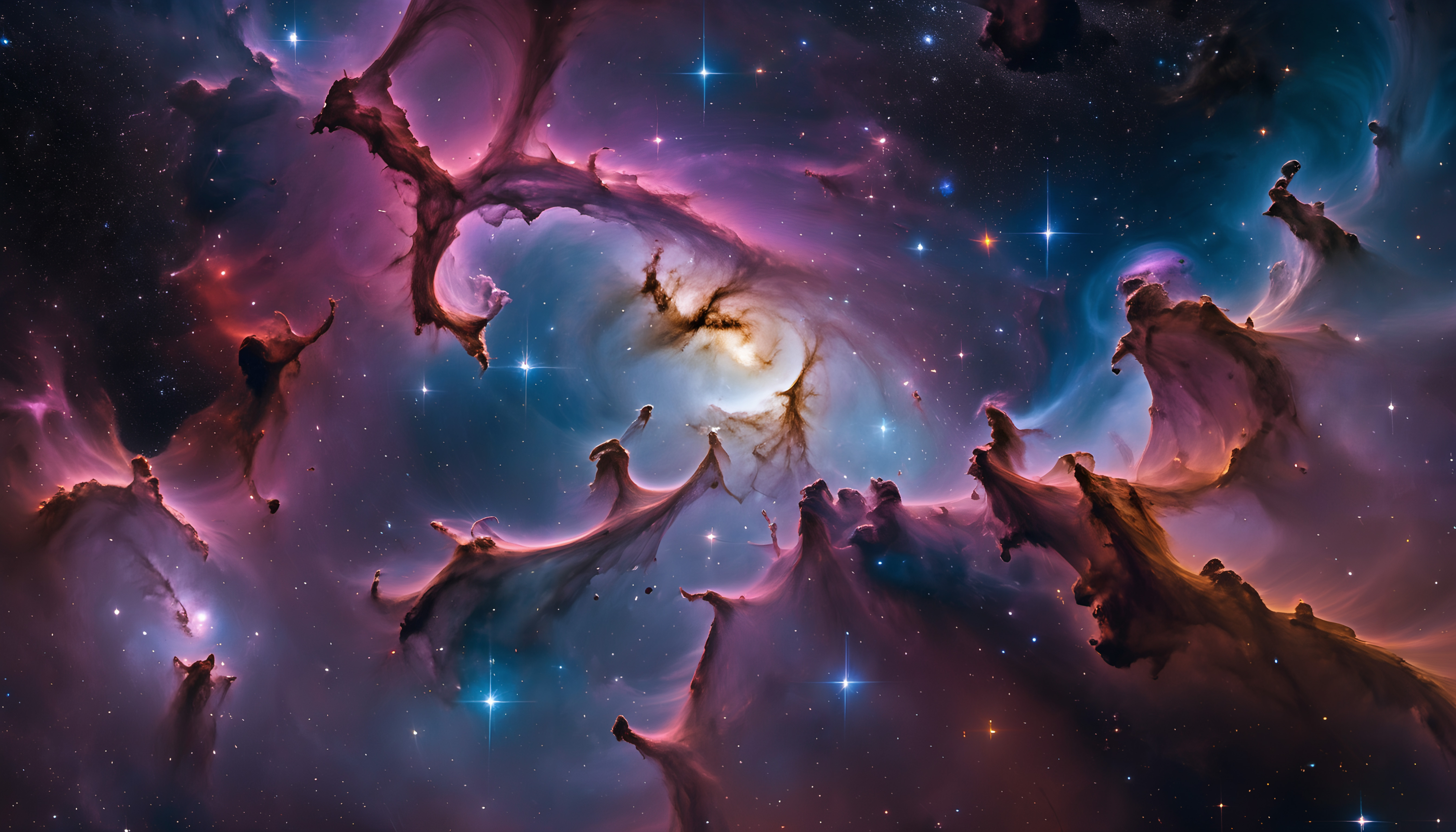 A mesmerizing cosmic nebula with colorful gas and stars, illustrating the beauty of the universe.