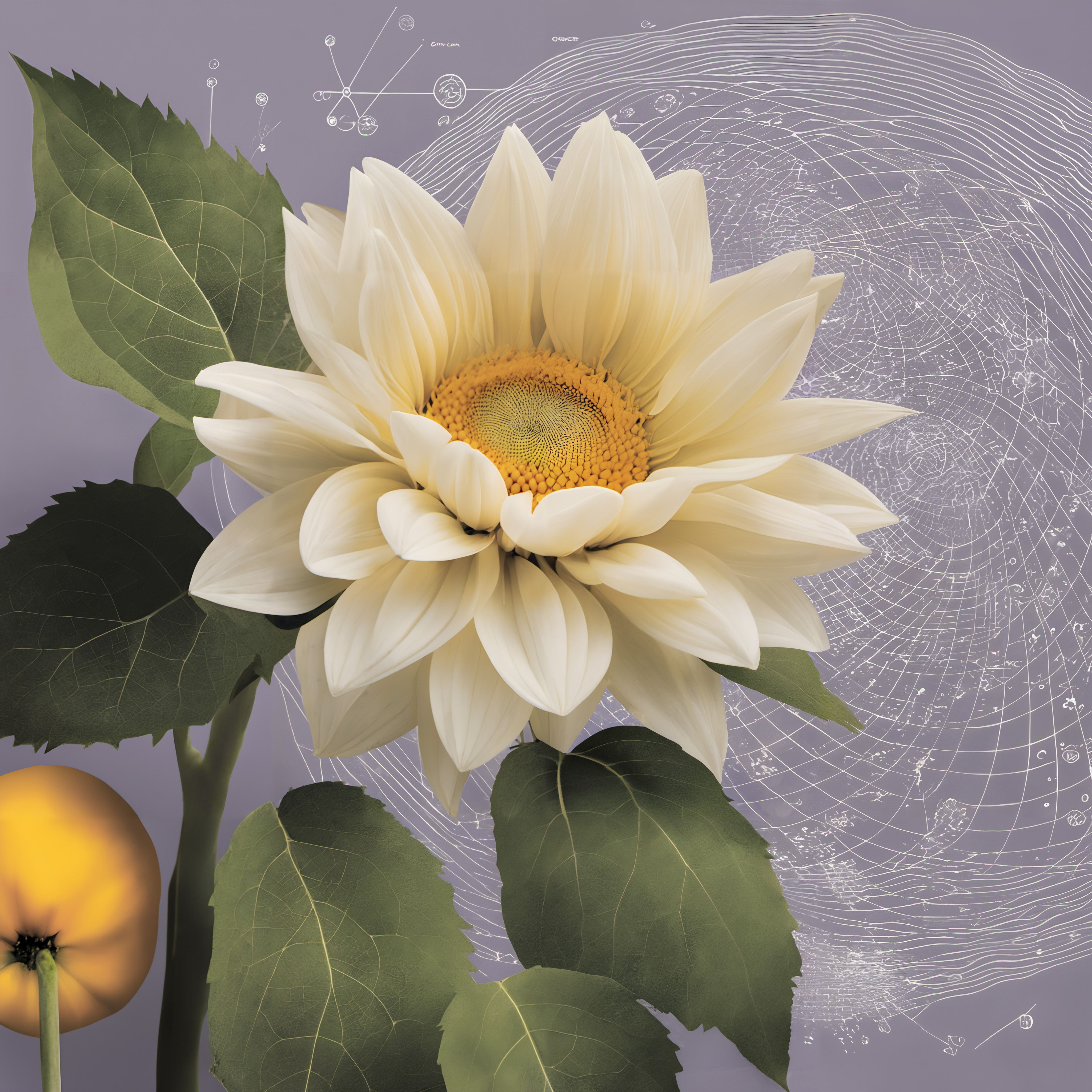Sunflower with geometric background design.