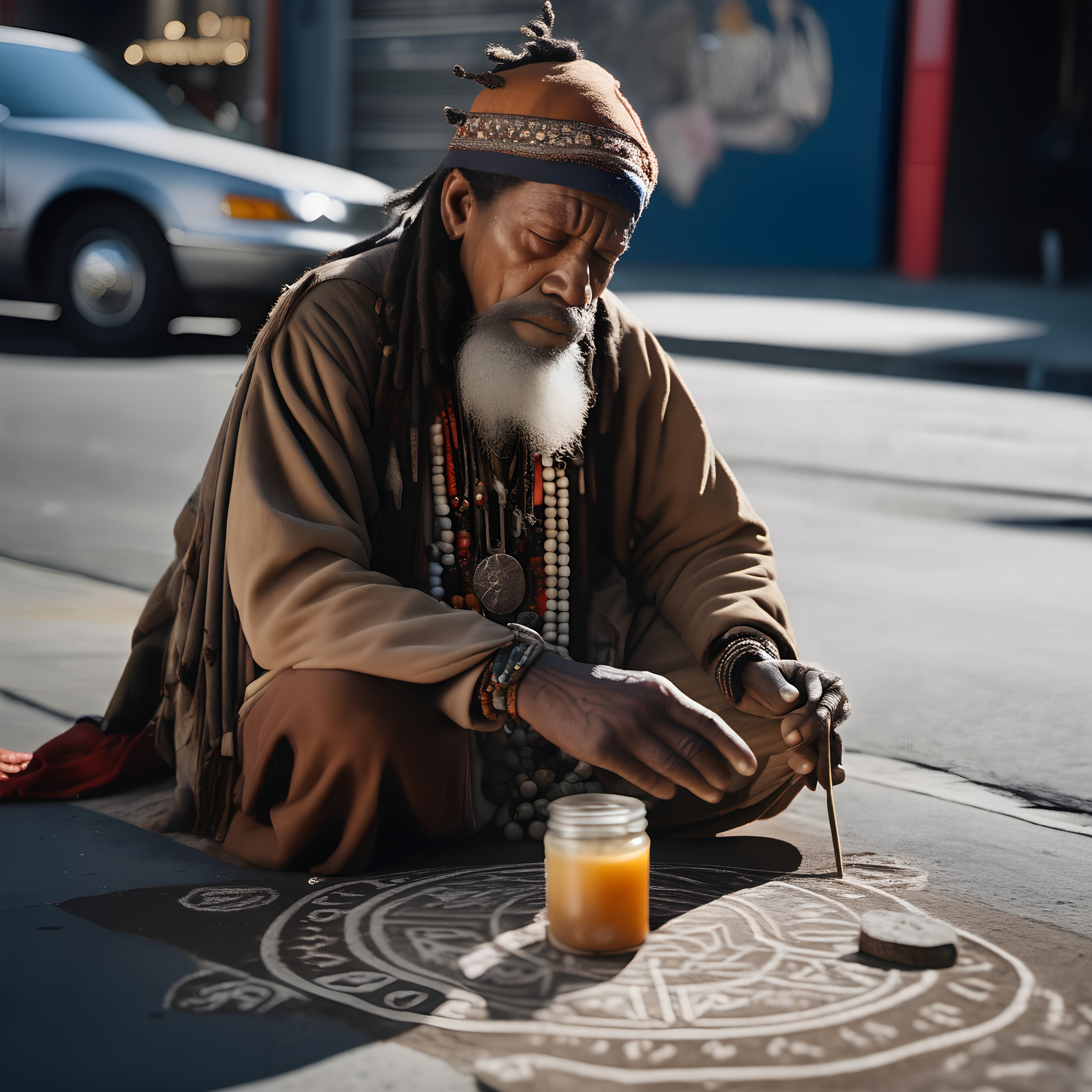 Urban Street Artist Creating Mandala
