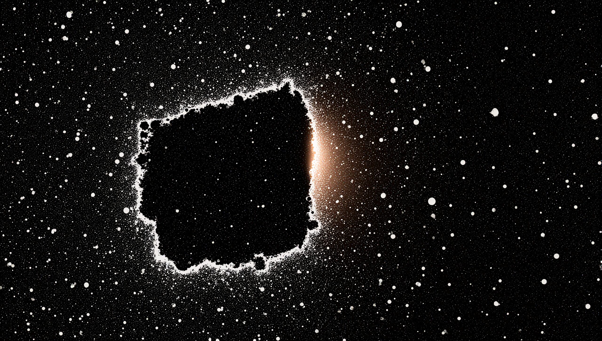A captivating cosmic scene depicting a black hole surrounded by celestial stars and cosmic dust.