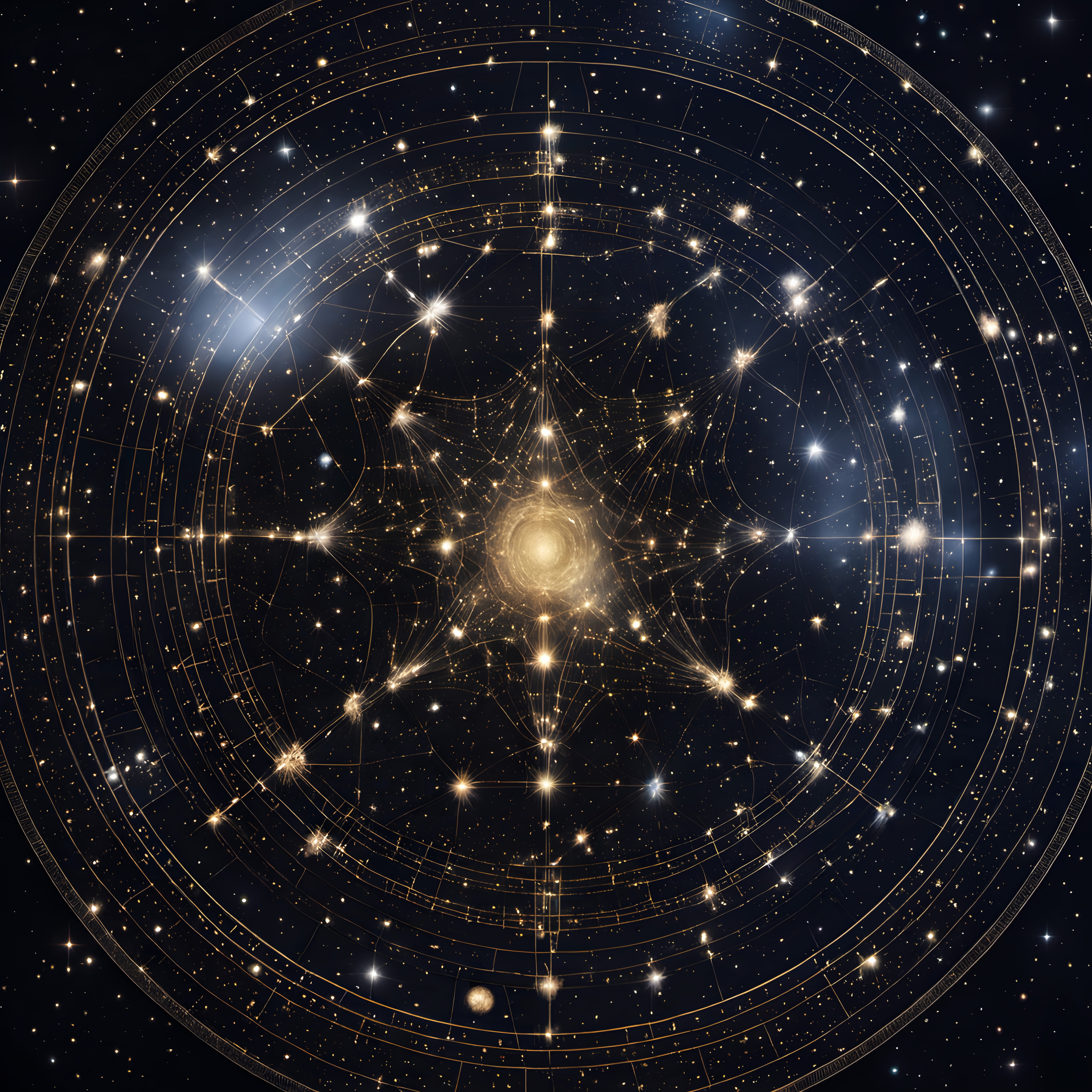 Abstract celestial map with stars.