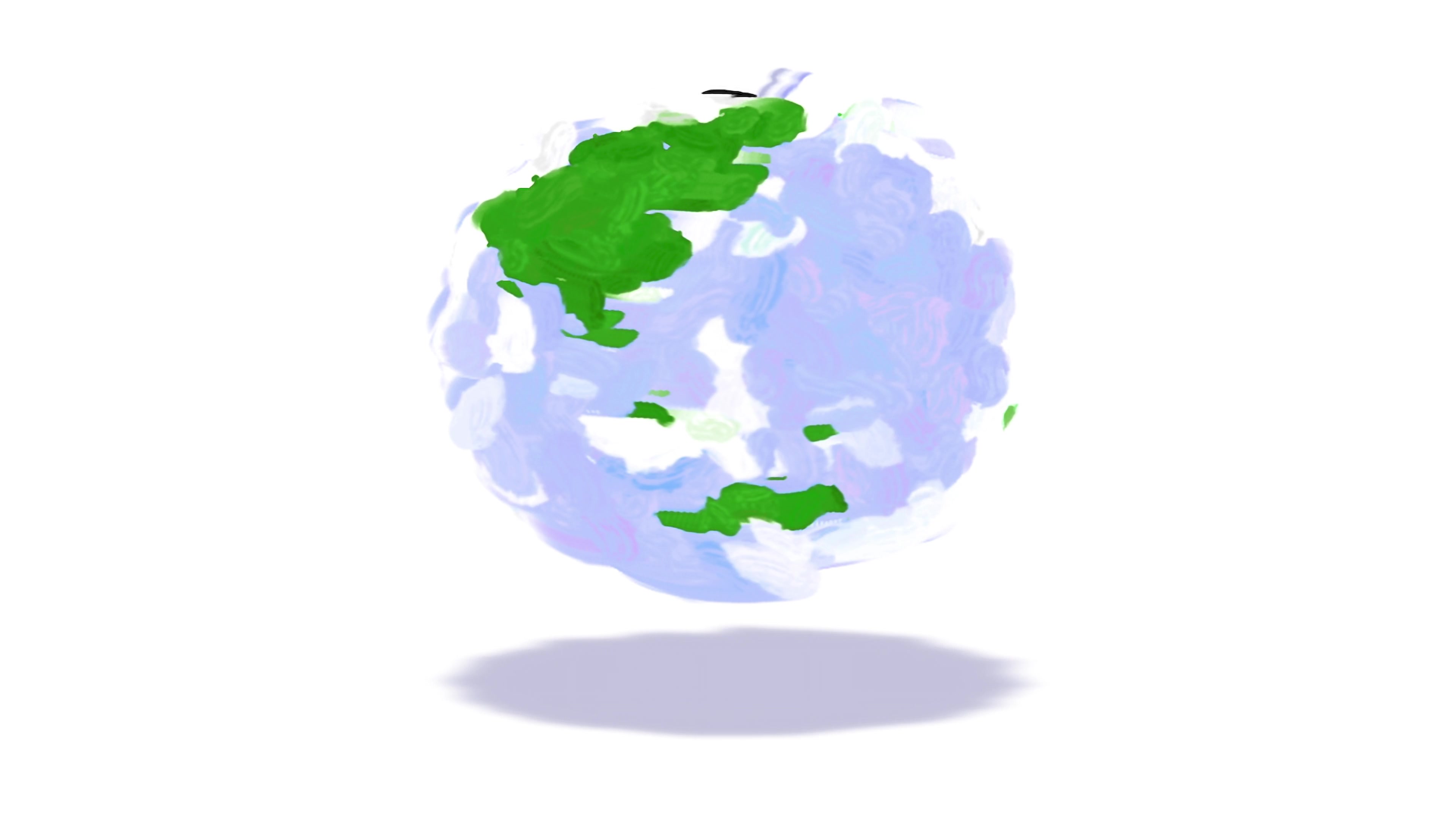 4K video loop of a floating Earth with abstract scribble showing land and water in a minimalistic style.