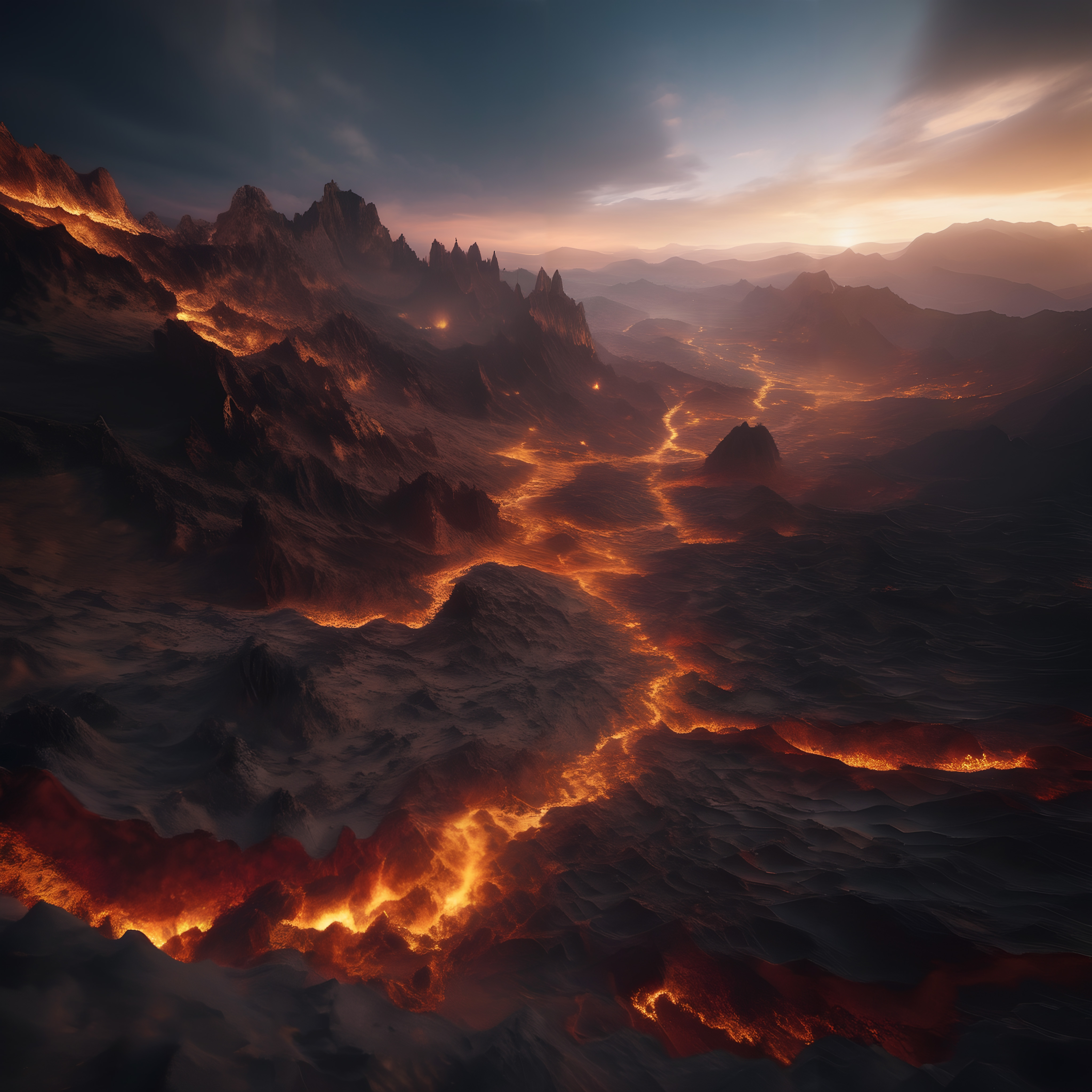 Lava Rivers and Fiery Peaks