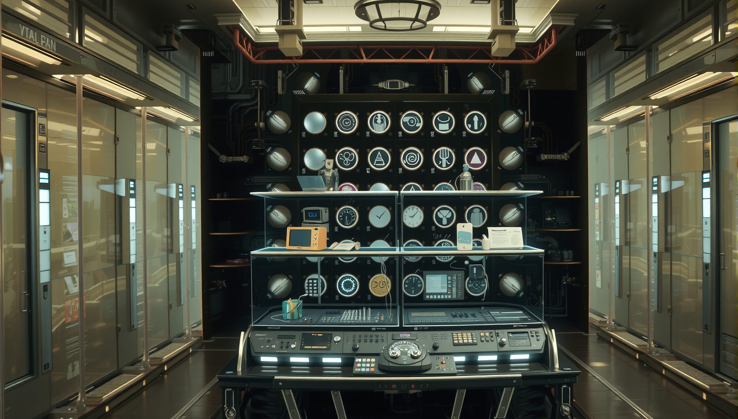 A futuristic control room with advanced technology and sleek design.