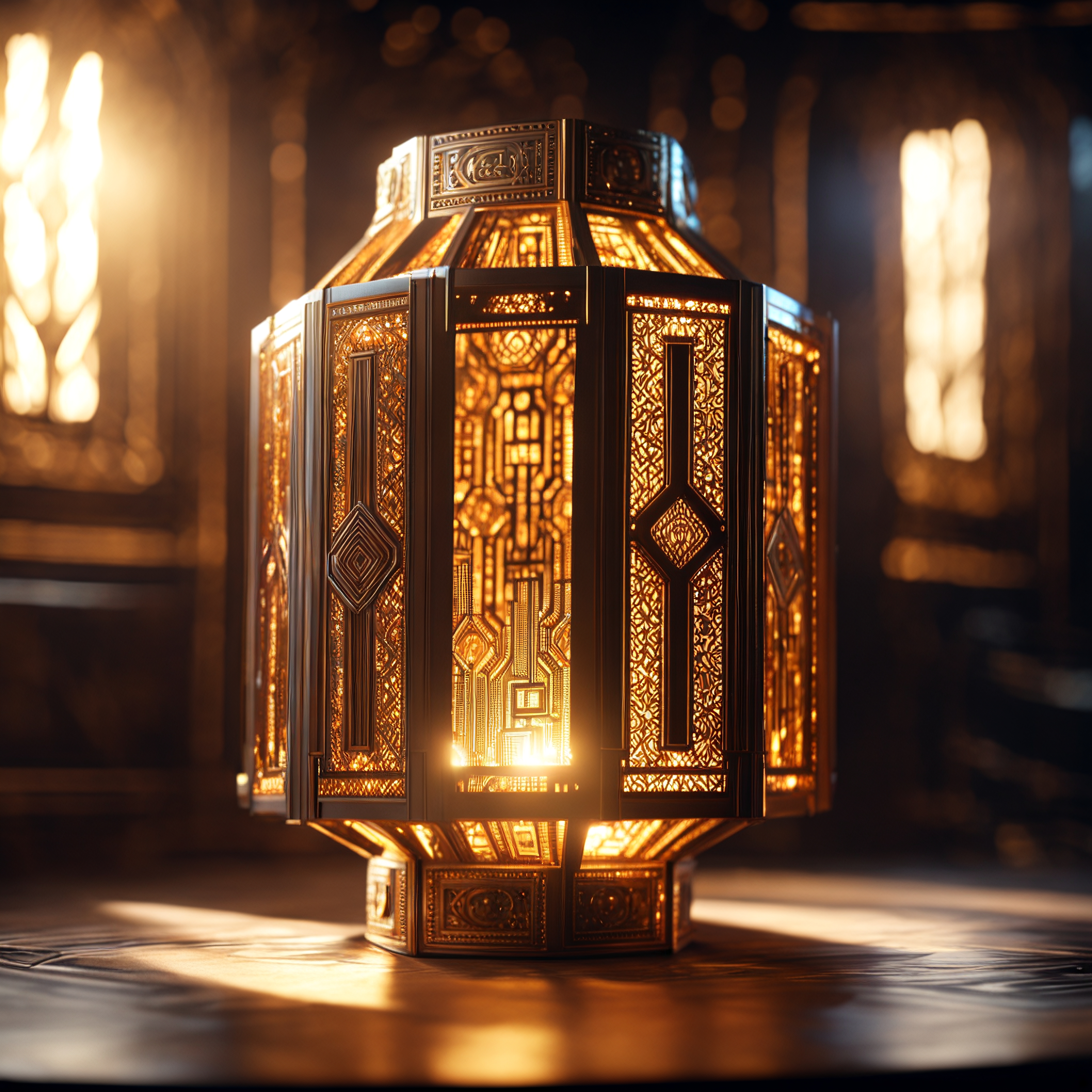 Golden Lantern with Intricate Design