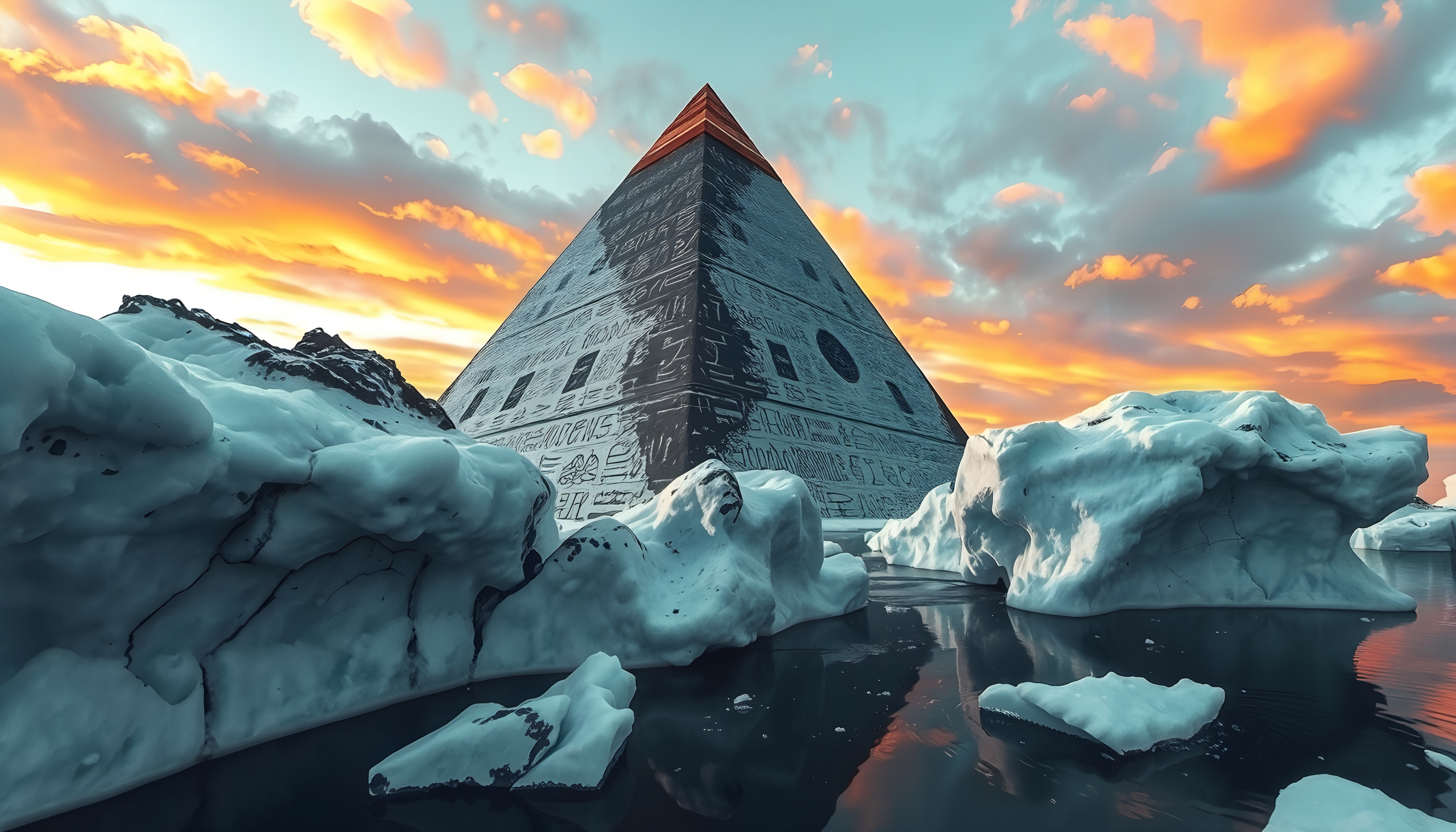 Pyramid Amidst Arctic Sunset